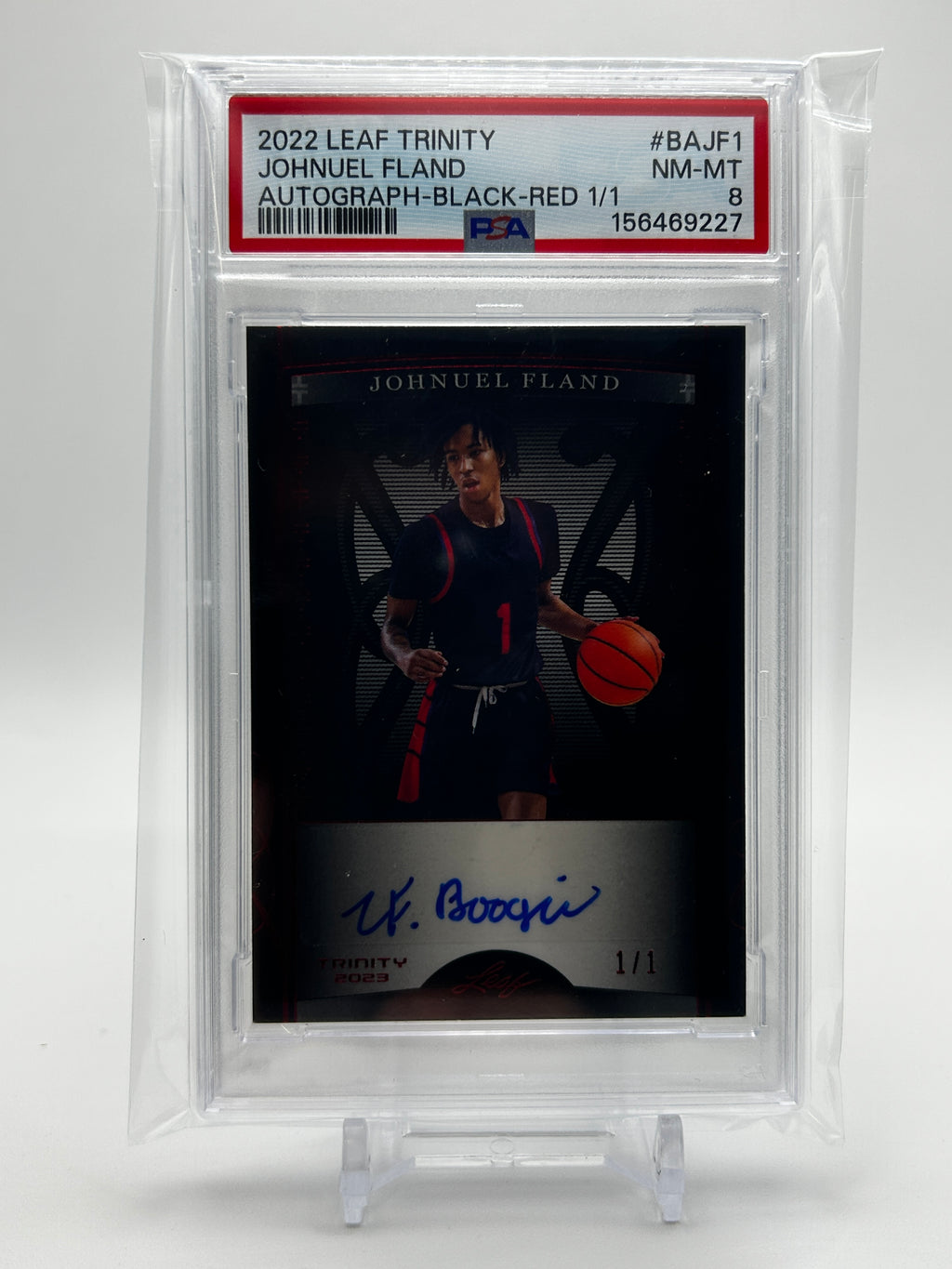 2022-23 Leaf Trinity Boogie Fland Black Red Auto 1/1 PSA 8