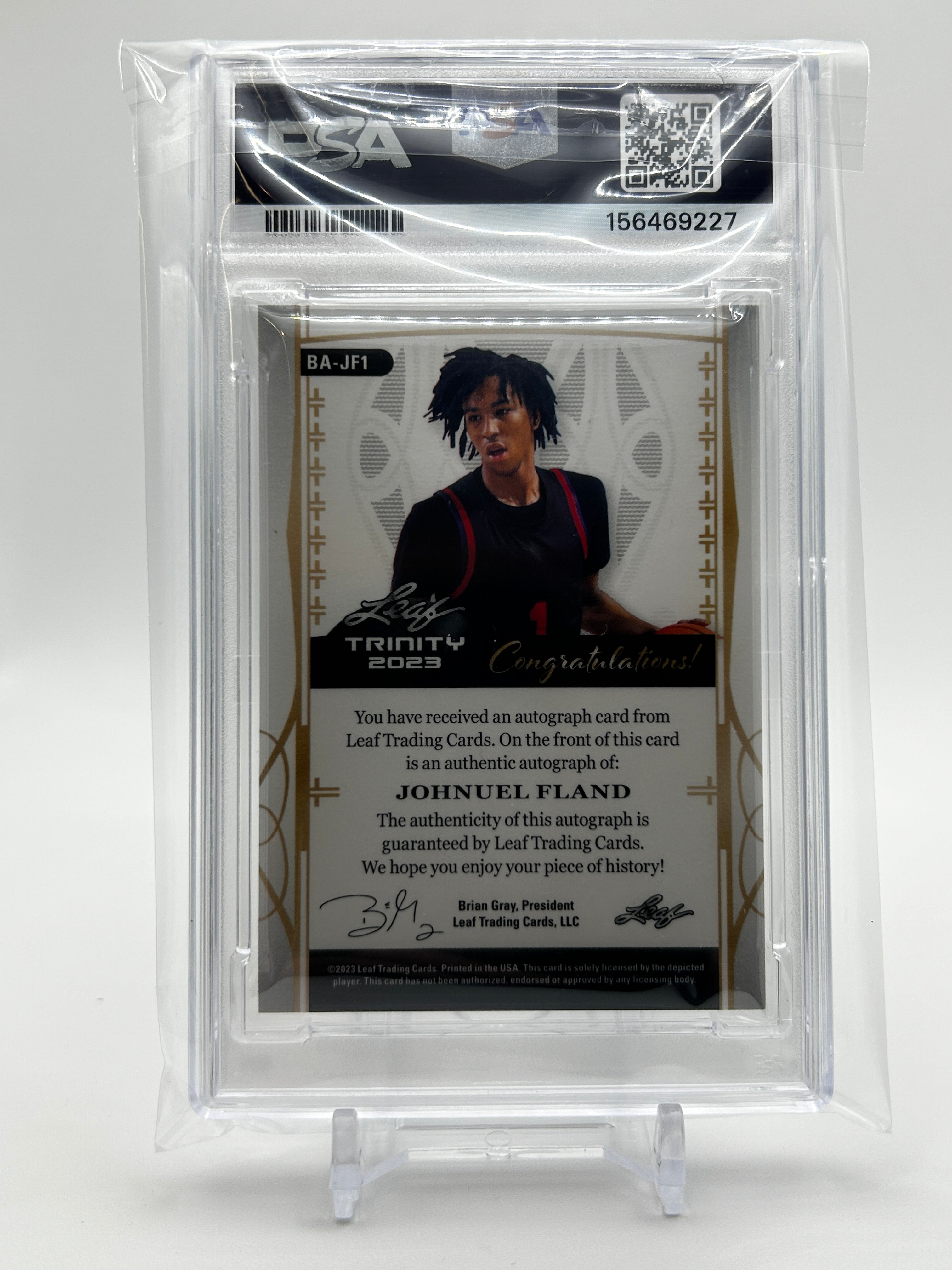 2022-23 Leaf Trinity Boogie Fland Black Red Auto 1/1 PSA 8