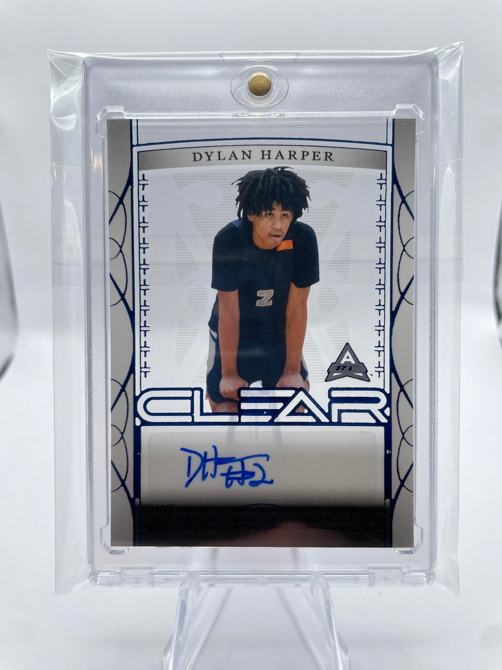 2022-23 Leaf Trinity Clear Dylan Harper Blue Holo Rookie Auto /30