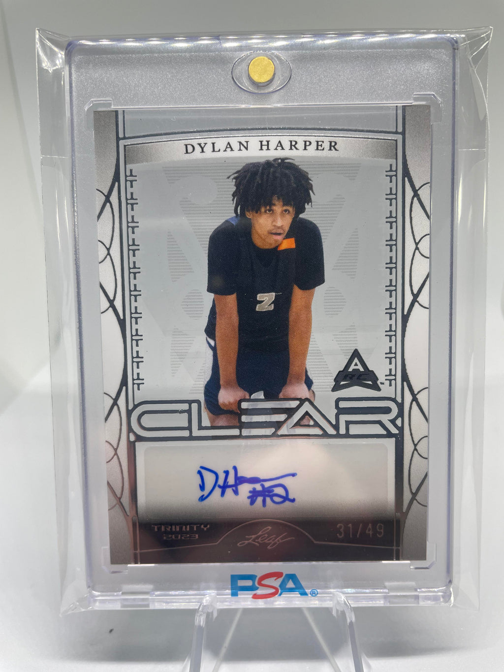 2022-23 Leaf Trinity Clear Dylan Harper Silver Rookie Auto /49