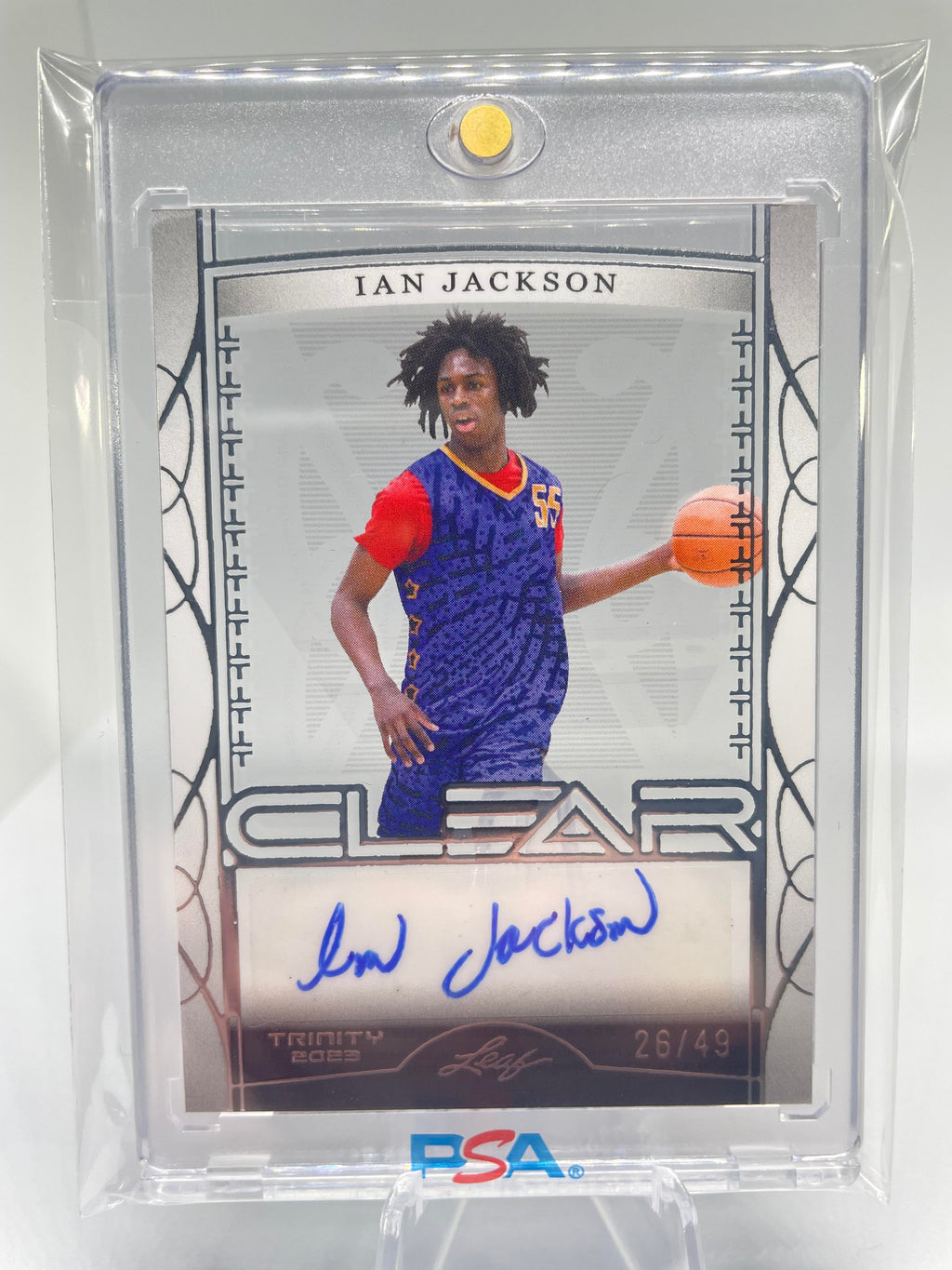 2022-23 Leaf Trinity Clear Ian Jackson Silver Rookie Auto /49