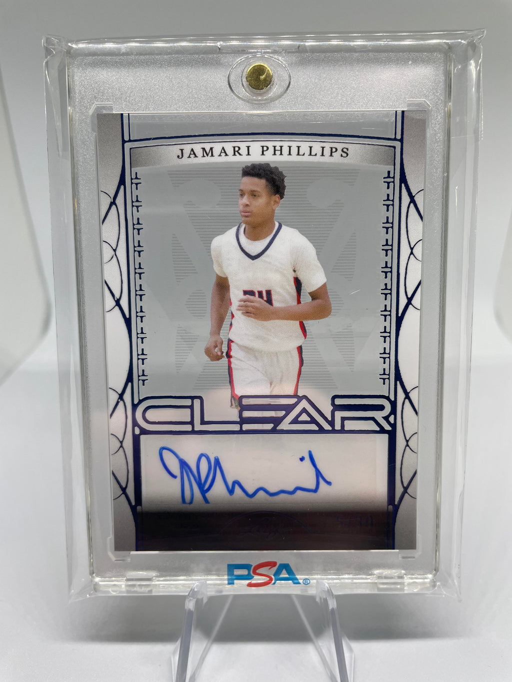 2022-23 Leaf Trinity Clear Jamari Phillips Blue Rookie Auto /30