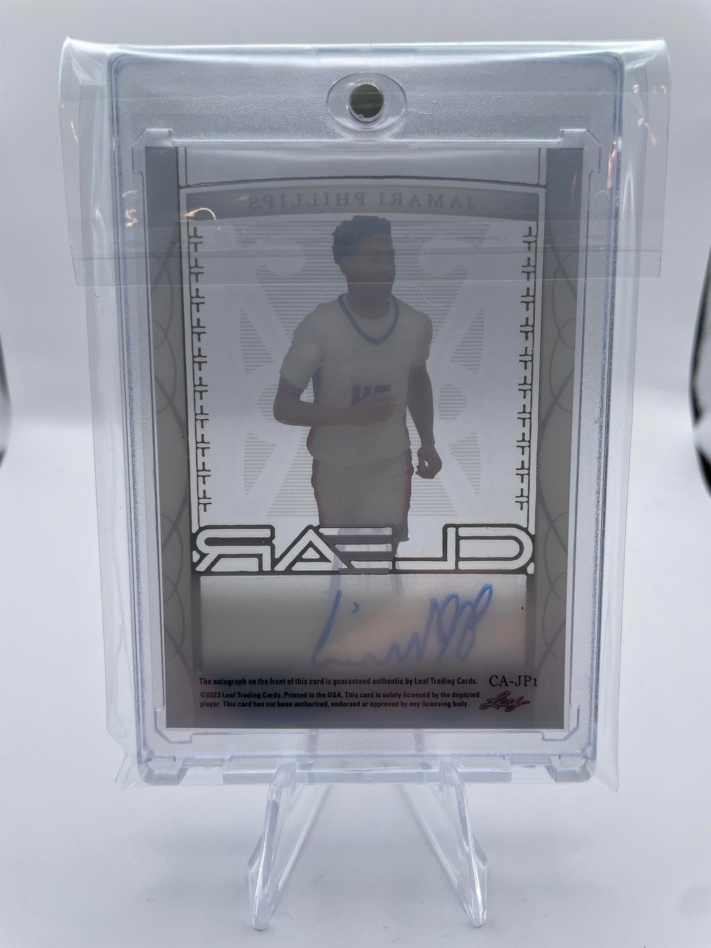 2022-23 Leaf Trinity Clear Jamari Phillips Gold Holo Rookie Auto /10
