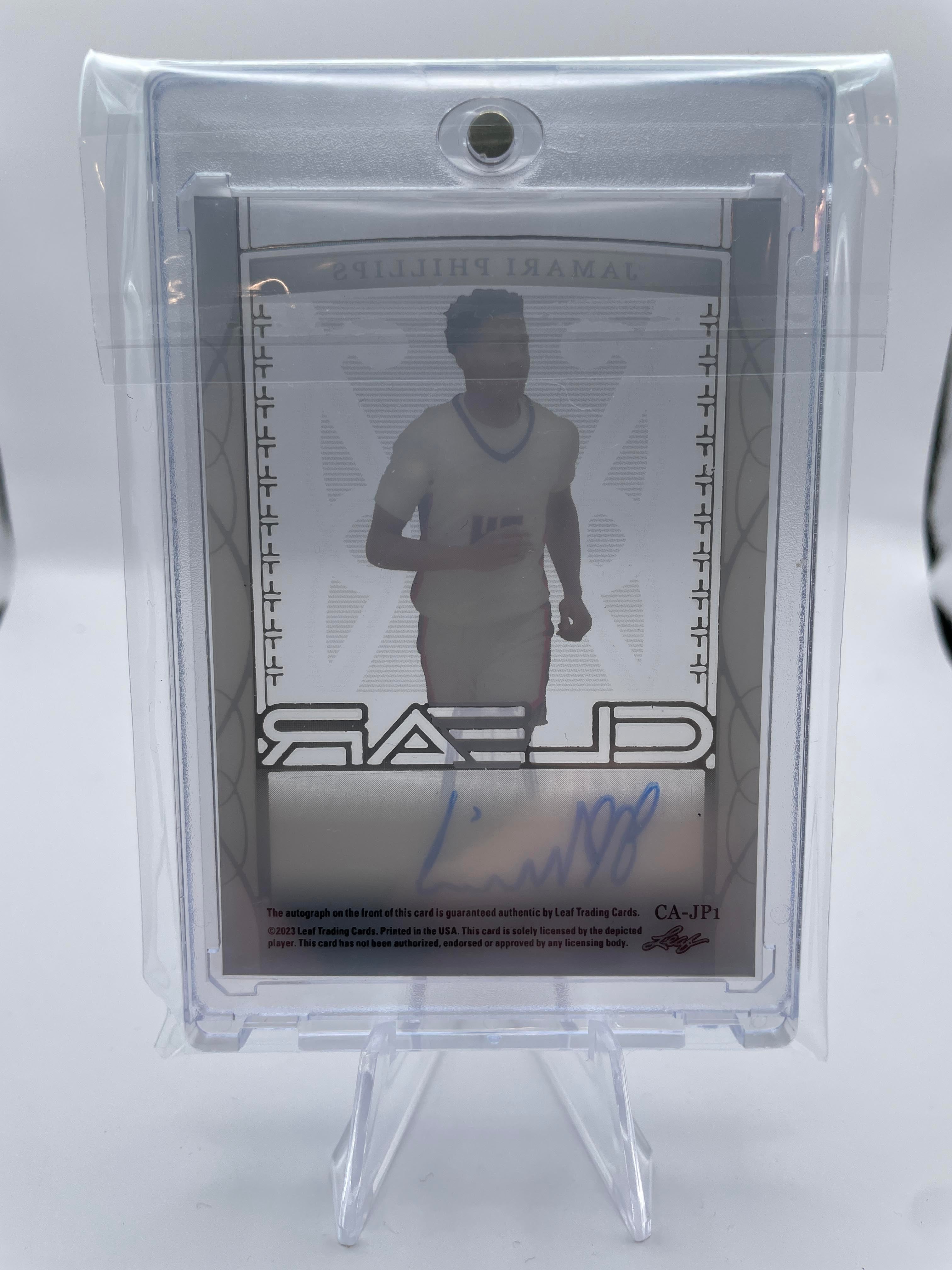 2022-23 Leaf Trinity Clear Jamari Phillips Gold Holo Rookie Auto /10