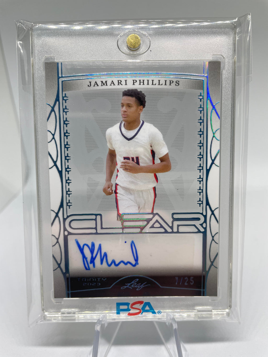 2022-23 Leaf Trinity Clear Jamari Phillips Platinum Holo Rookie Auto /25