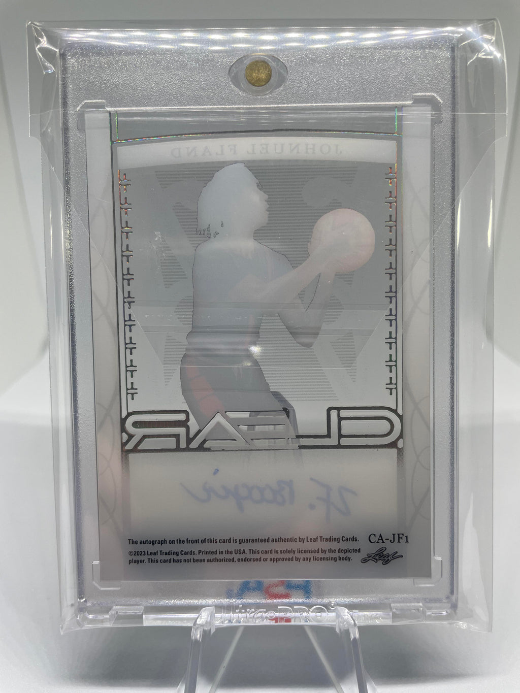 2022-23 Leaf Trinity Clear Johnuel Fland Holo Green Rookie Auto /20