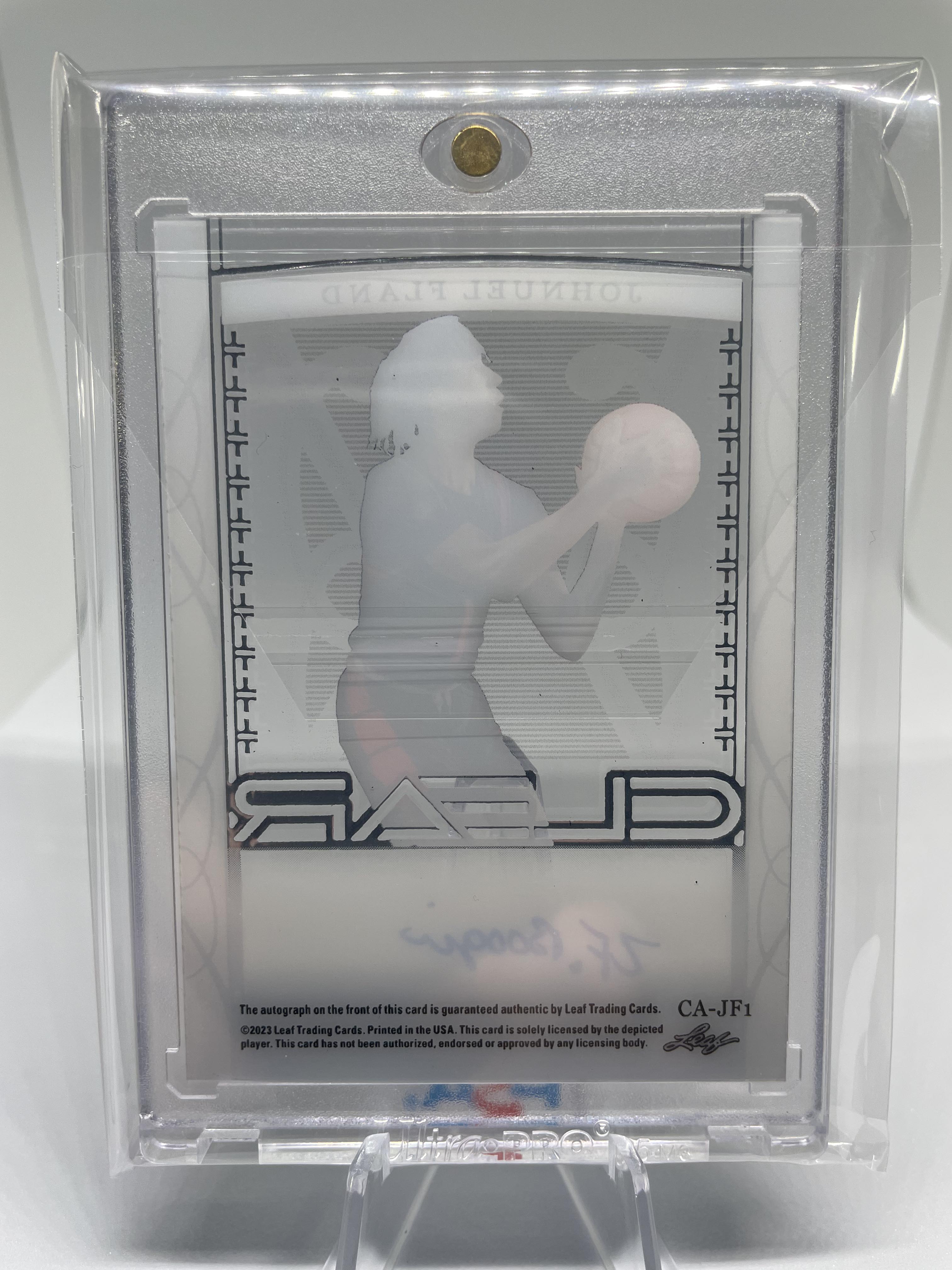 2022-23 Leaf Trinity Clear Johnuel Fland Silver Rookie Auto /49
