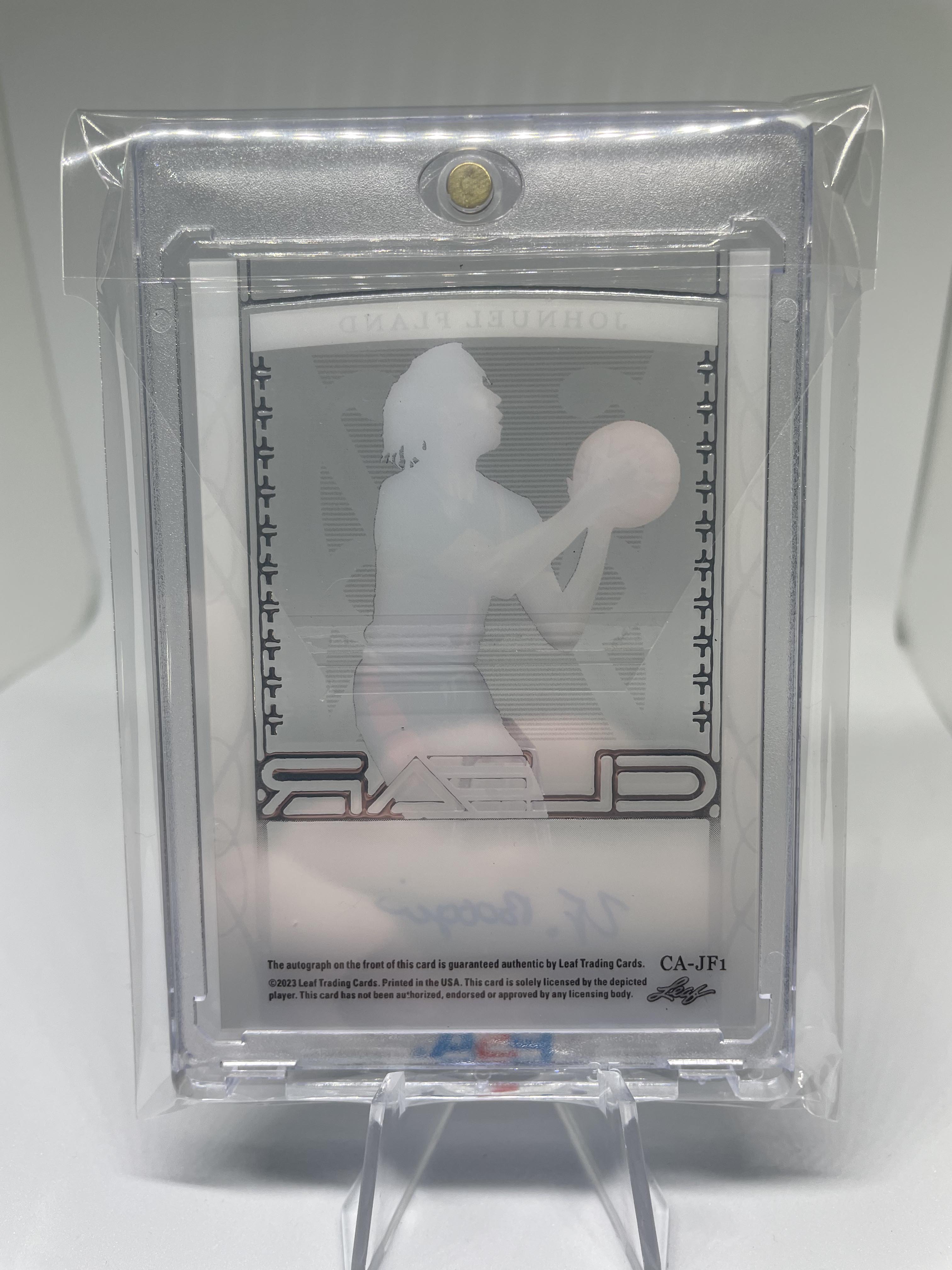 2022-23 Leaf Trinity Clear Johnuel Fland Silver Rookie Auto /49