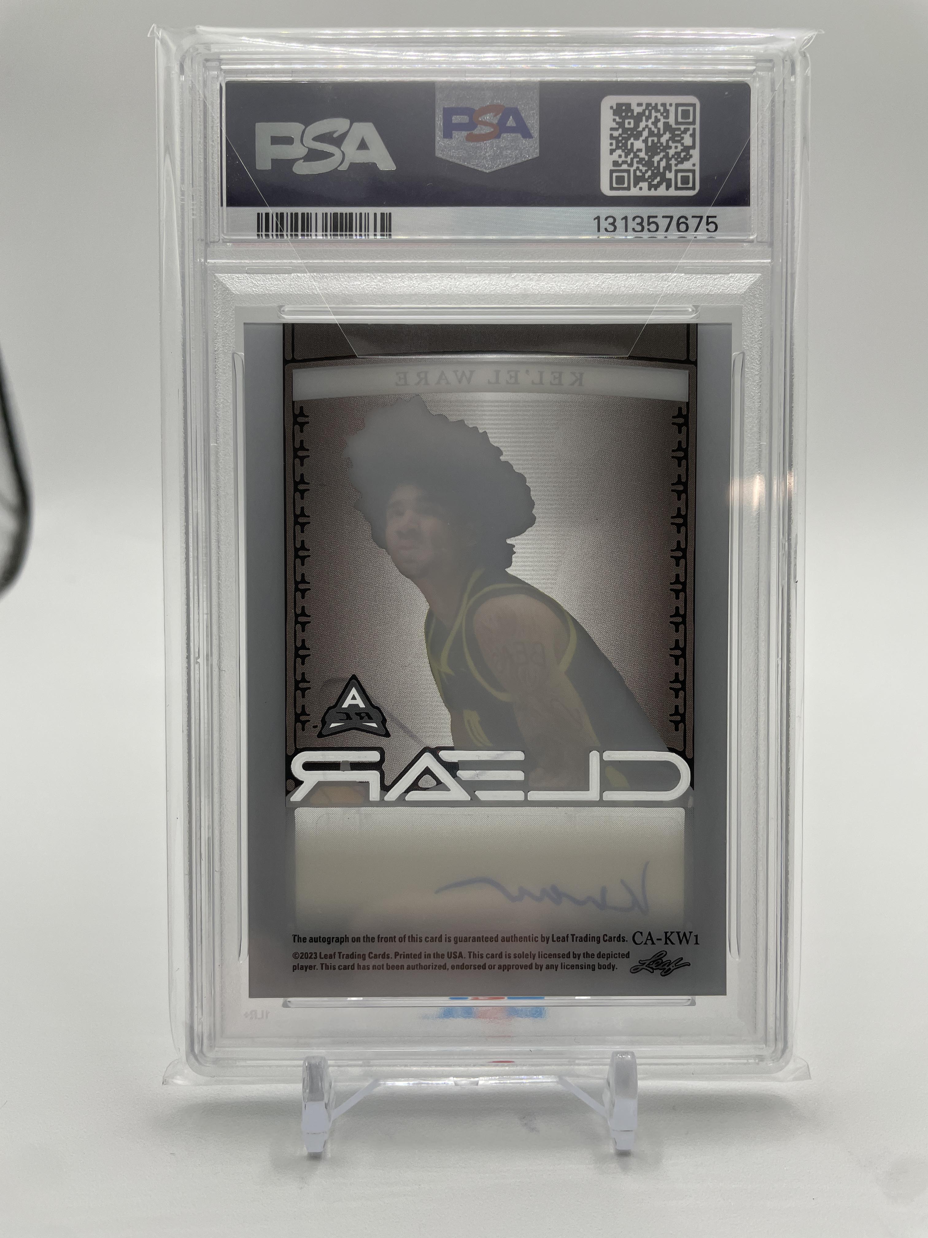 2022-23 Leaf Trinity Clear Kel'El Ware Black Holo Platinum Auto 1/1 PSA 10 MINT