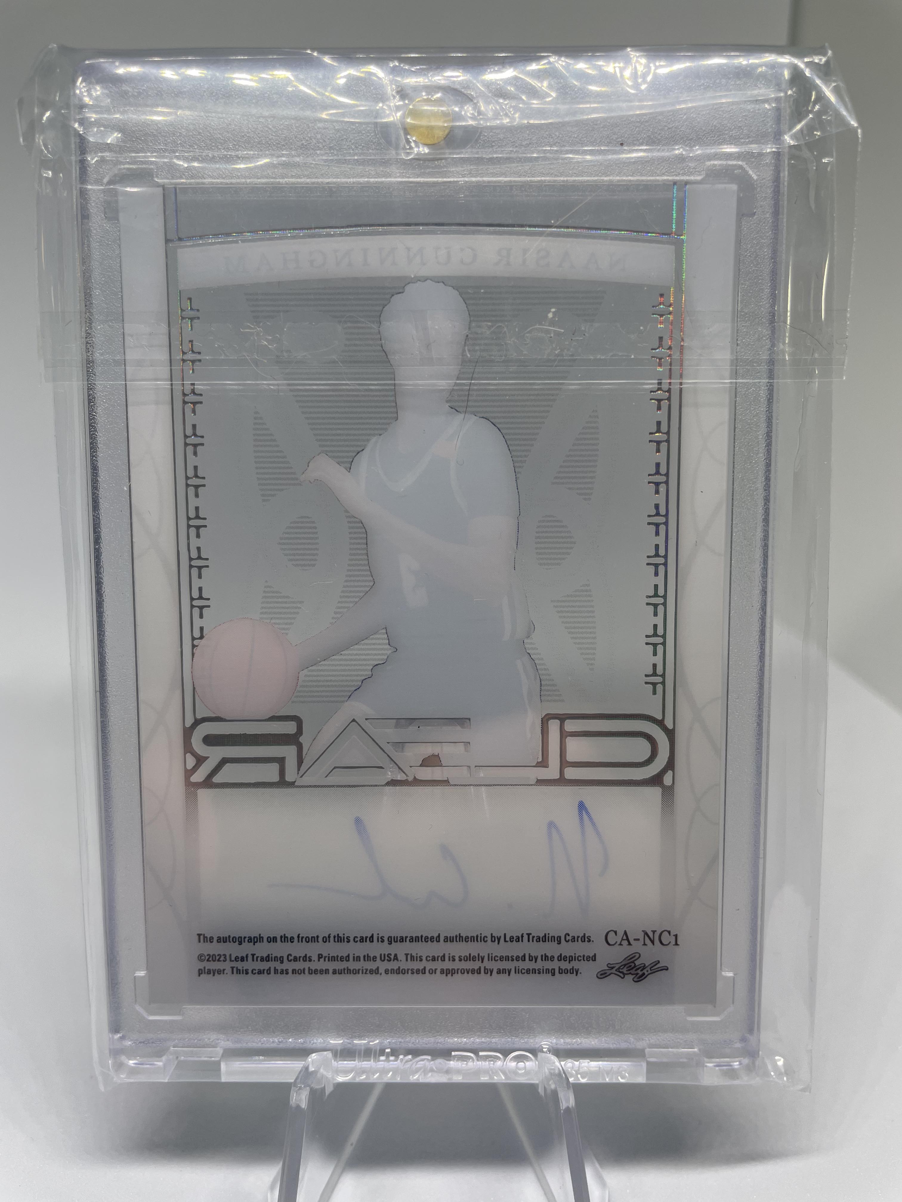 2022-23 Leaf Trinity Clear Naasir Cunningham Gold Holo Rookie Auto /10
