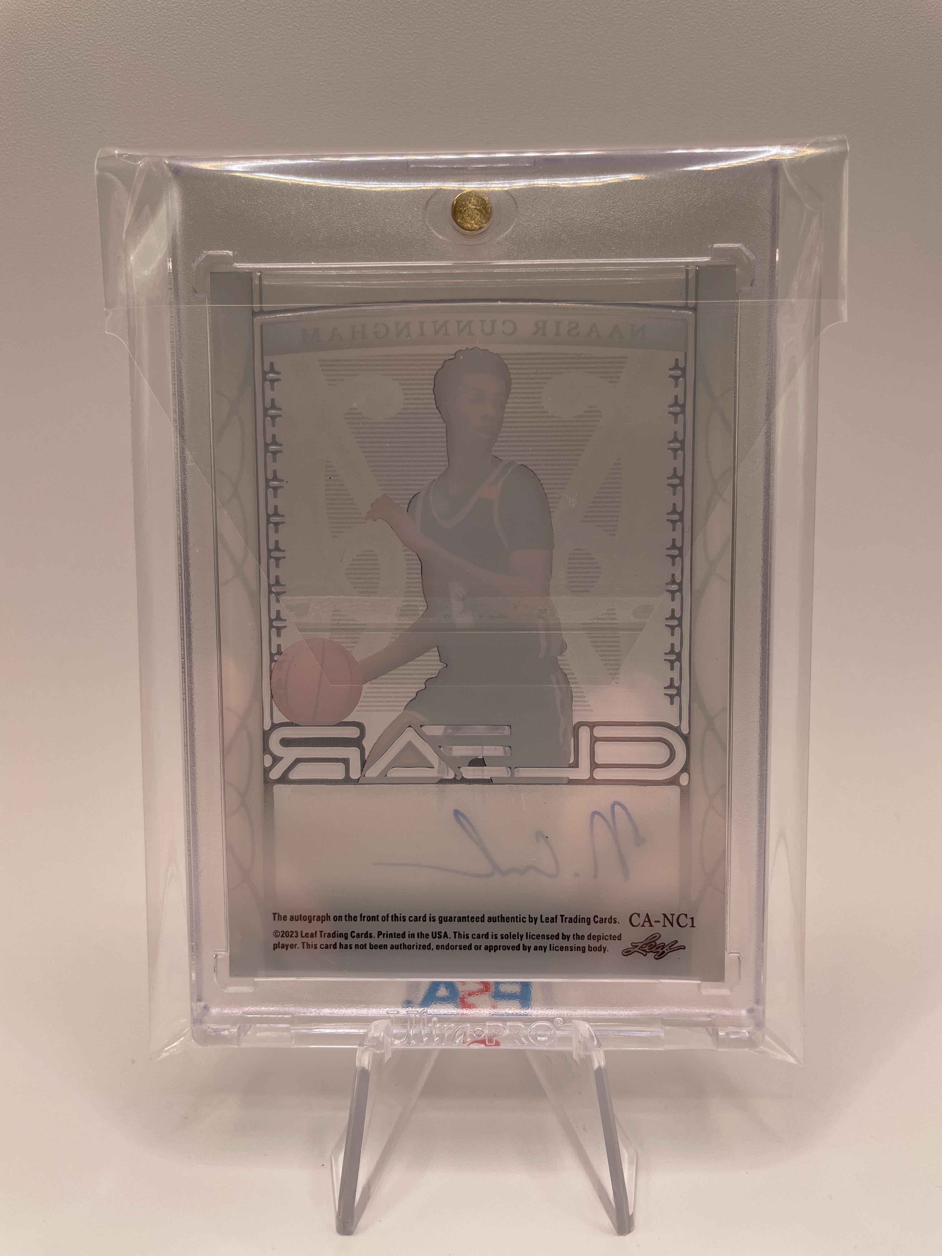 2022-23 Leaf Trinity Clear Naasir Cunningham Holo Blue Rookie Auto /30
