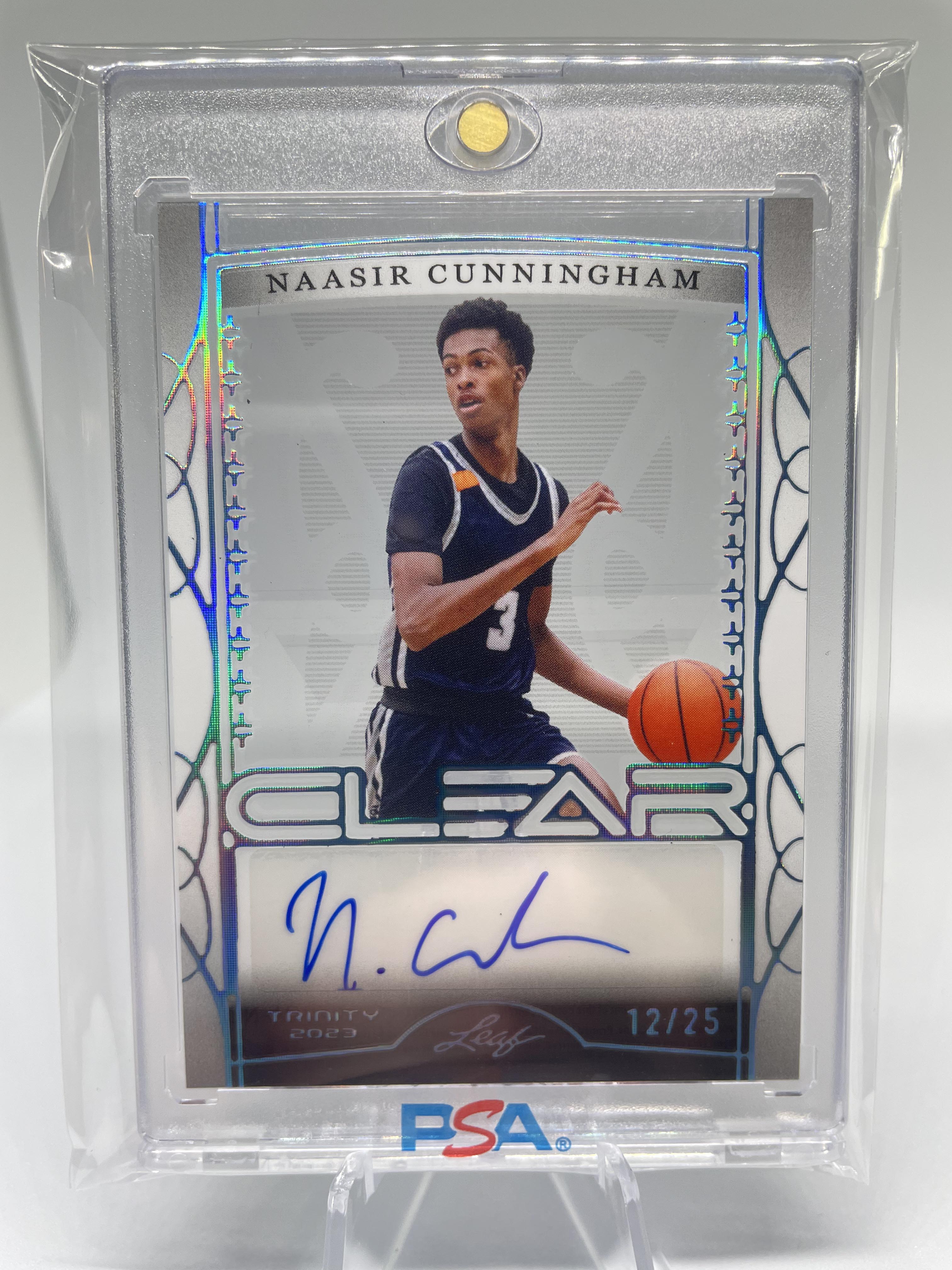 2022-23 Leaf Trinity Clear Naasir Cunningham Platinum Holo Rookie Auto /25
