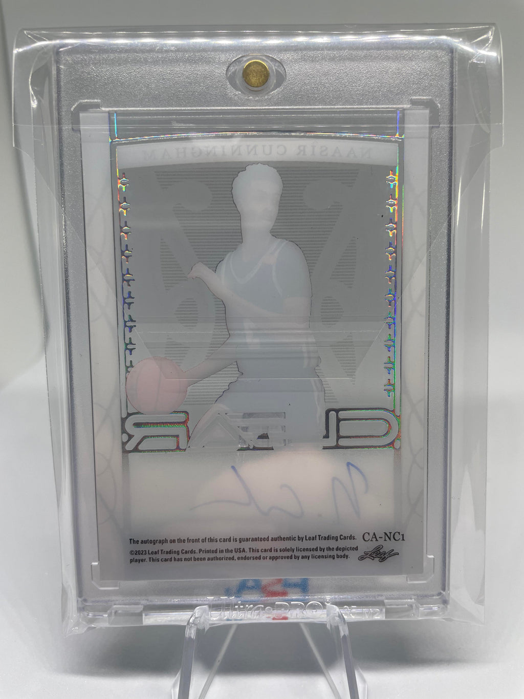 2022-23 Leaf Trinity Clear Naasir Cunningham Platinum Holo Rookie Auto /25
