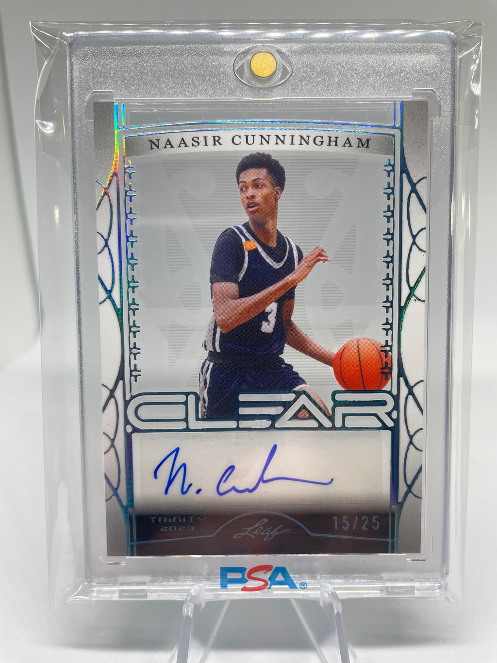 2022-23 Leaf Trinity Clear Naasir Cunningham Platinum Holo Rookie Auto /25