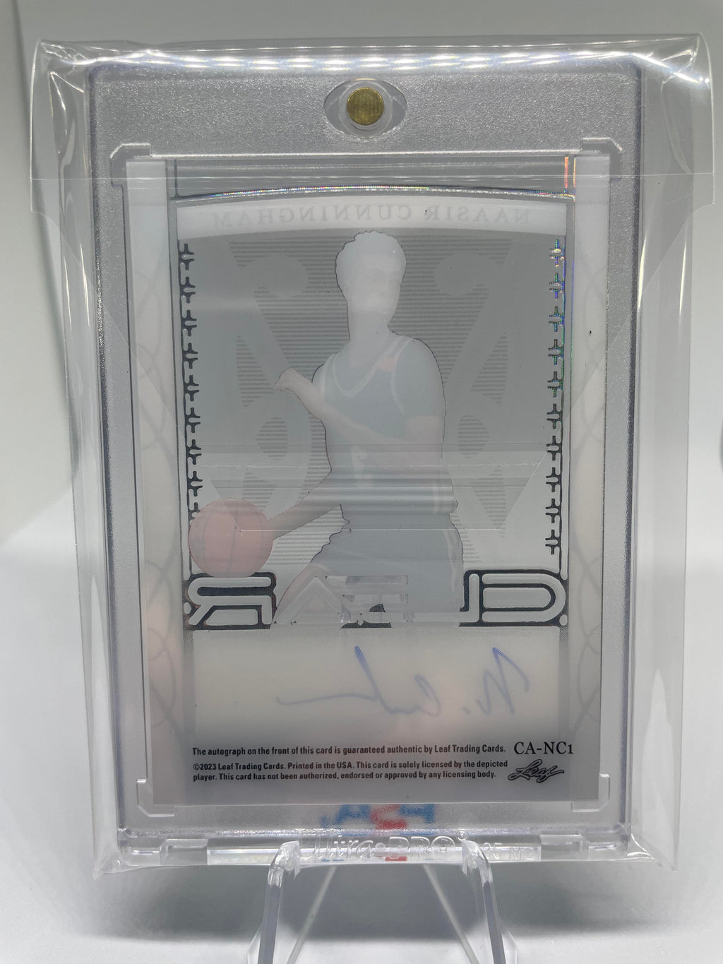 2022-23 Leaf Trinity Clear Naasir Cunningham Platinum Holo Rookie Auto /25