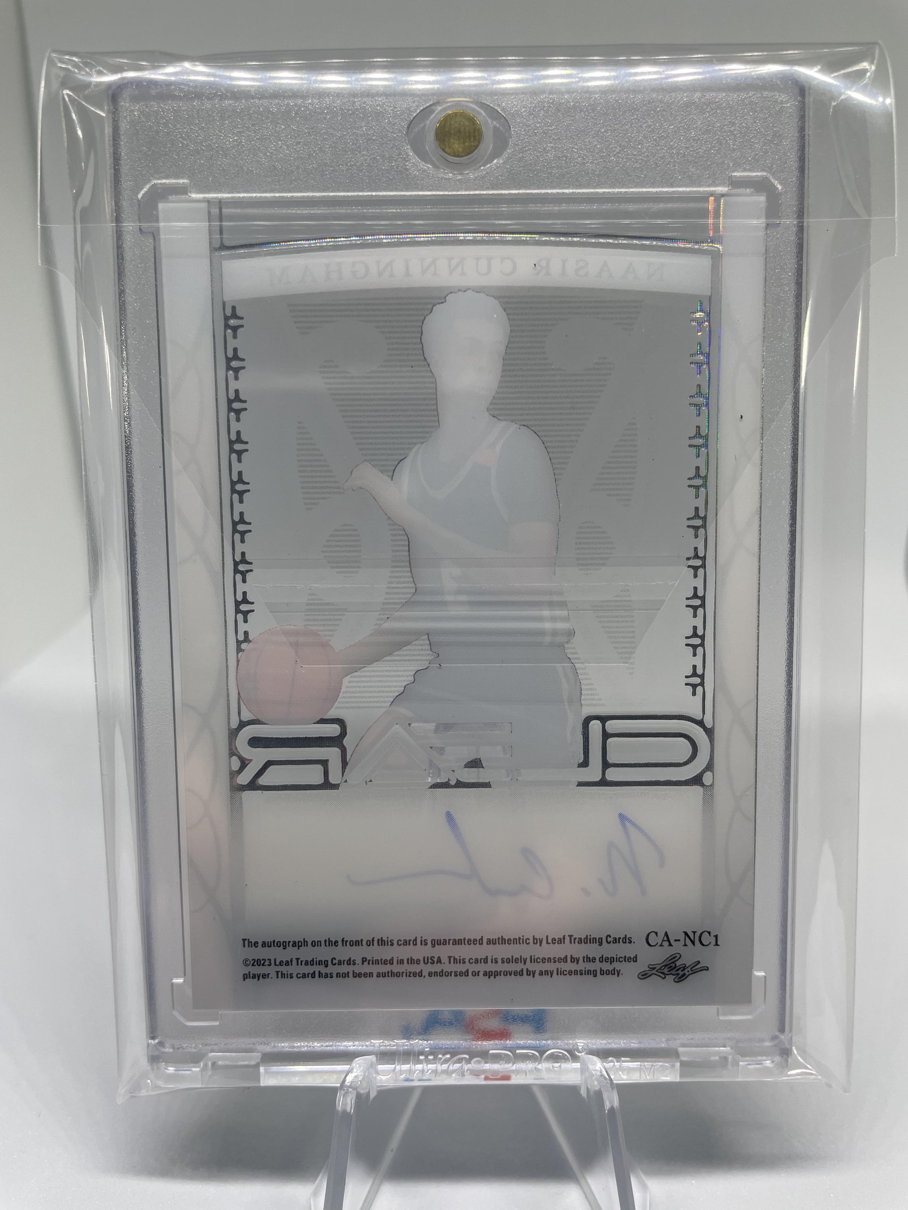 2022-23 Leaf Trinity Clear Naasir Cunningham Platinum Holo Rookie Auto /25