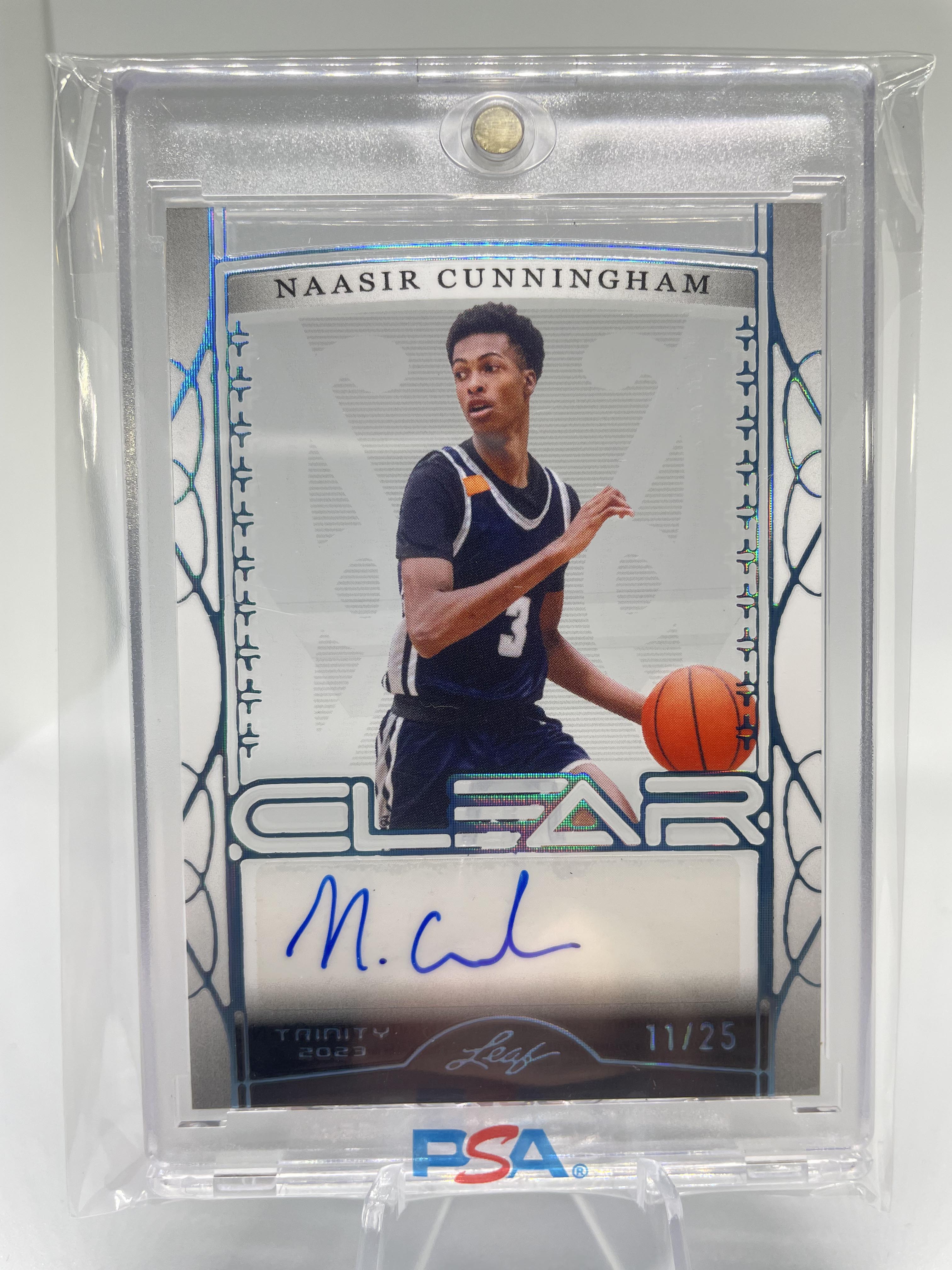 2022-23 Leaf Trinity Clear Naasir Cunningham Platinum Holo Rookie Auto /25