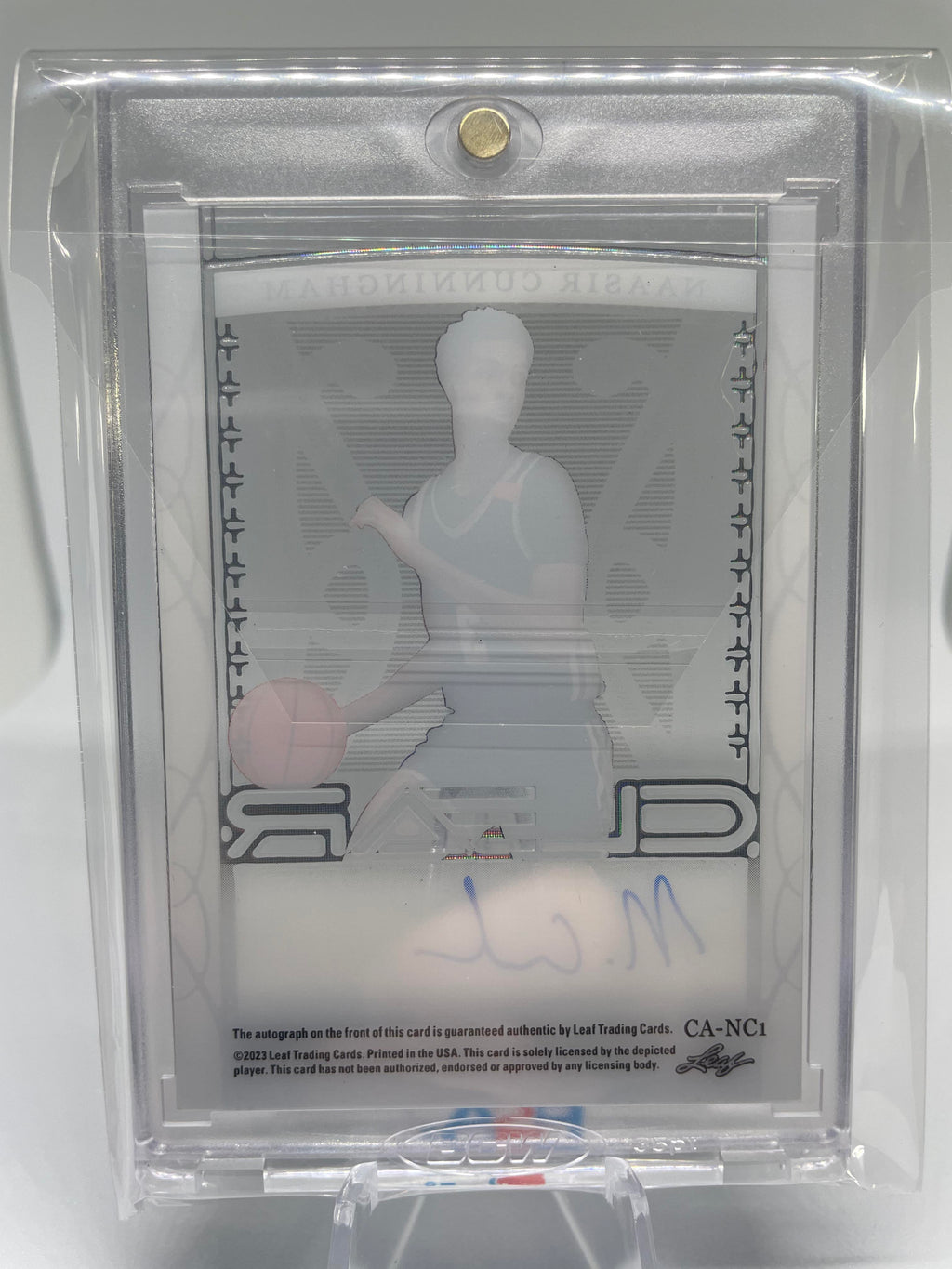 2022-23 Leaf Trinity Clear Naasir Cunningham Platinum Holo Rookie Auto /25