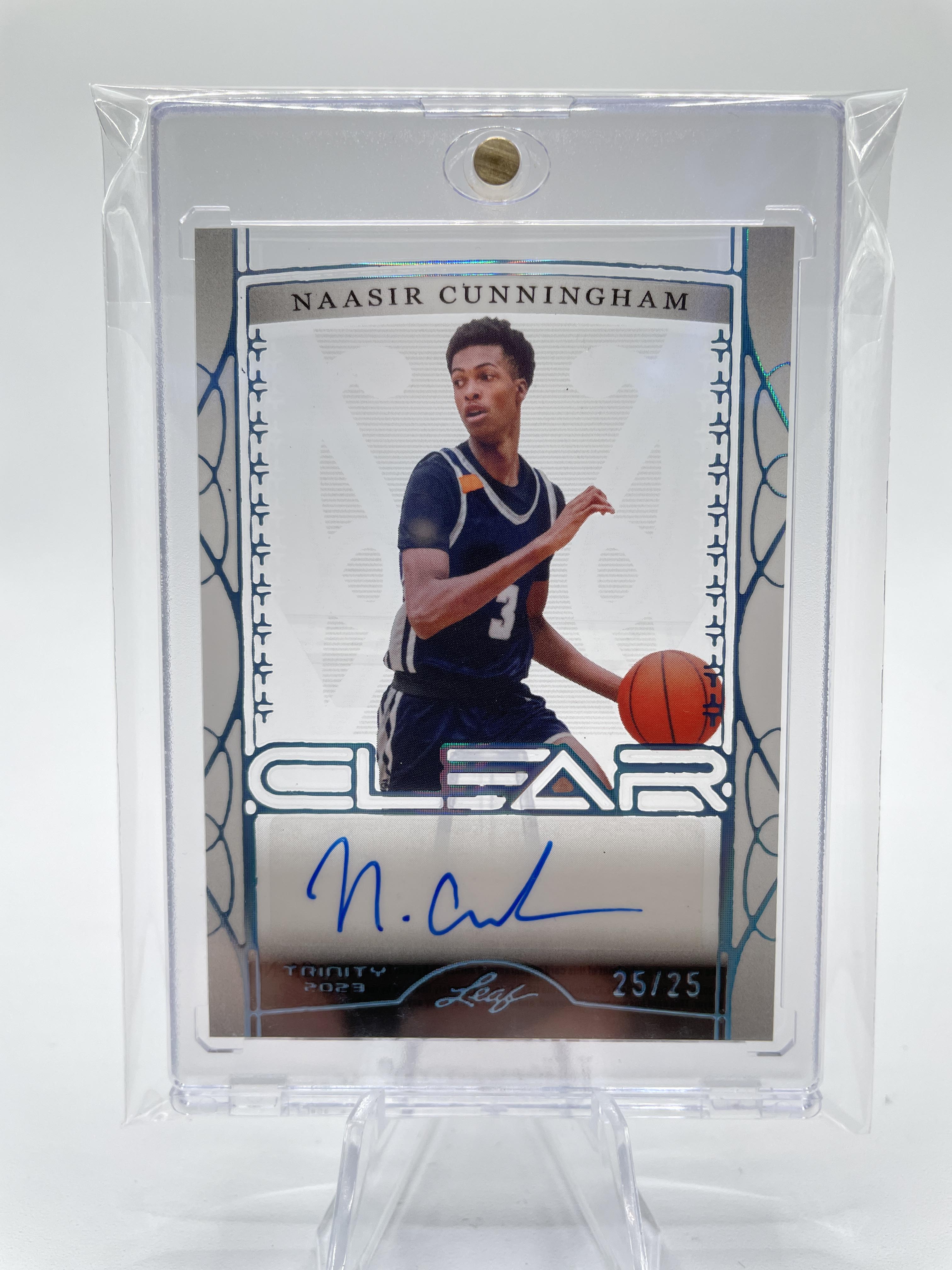2022-23 Leaf Trinity Clear Naasir Cunningham Platinum Holo Rookie Auto /25