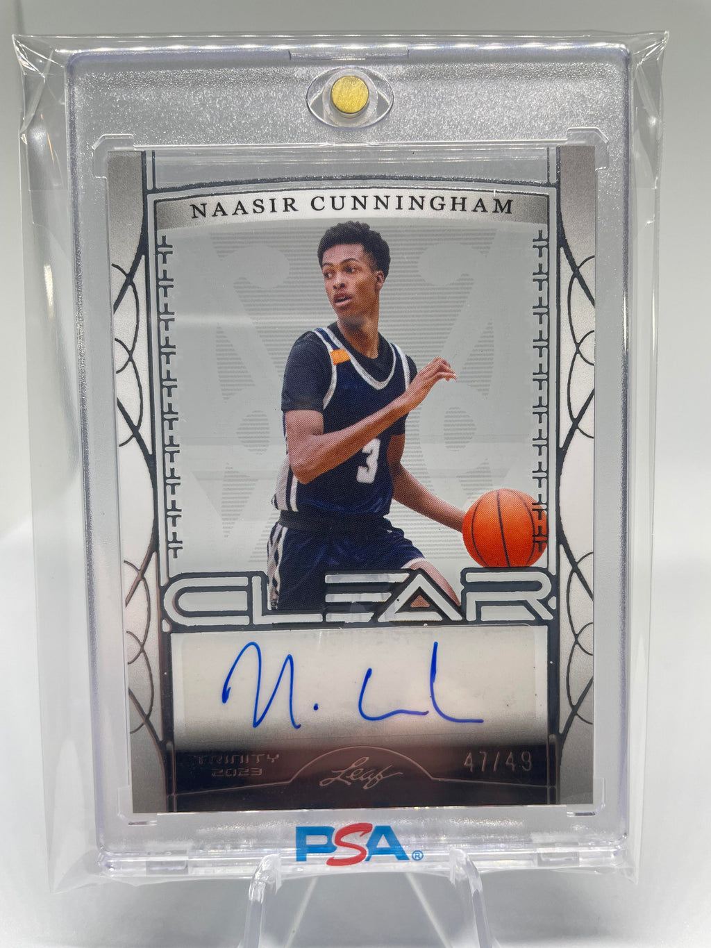 2022-23 Leaf Trinity Clear Naasir Cunningham Silver Rookie Auto /49