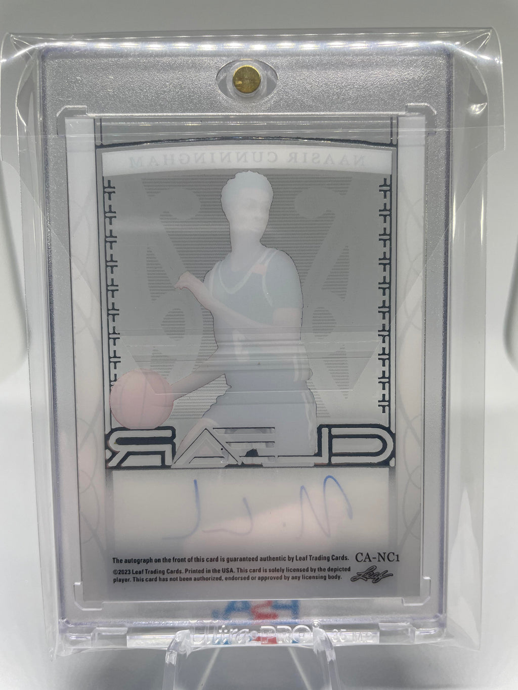2022-23 Leaf Trinity Clear Naasir Cunningham Silver Rookie Auto /49