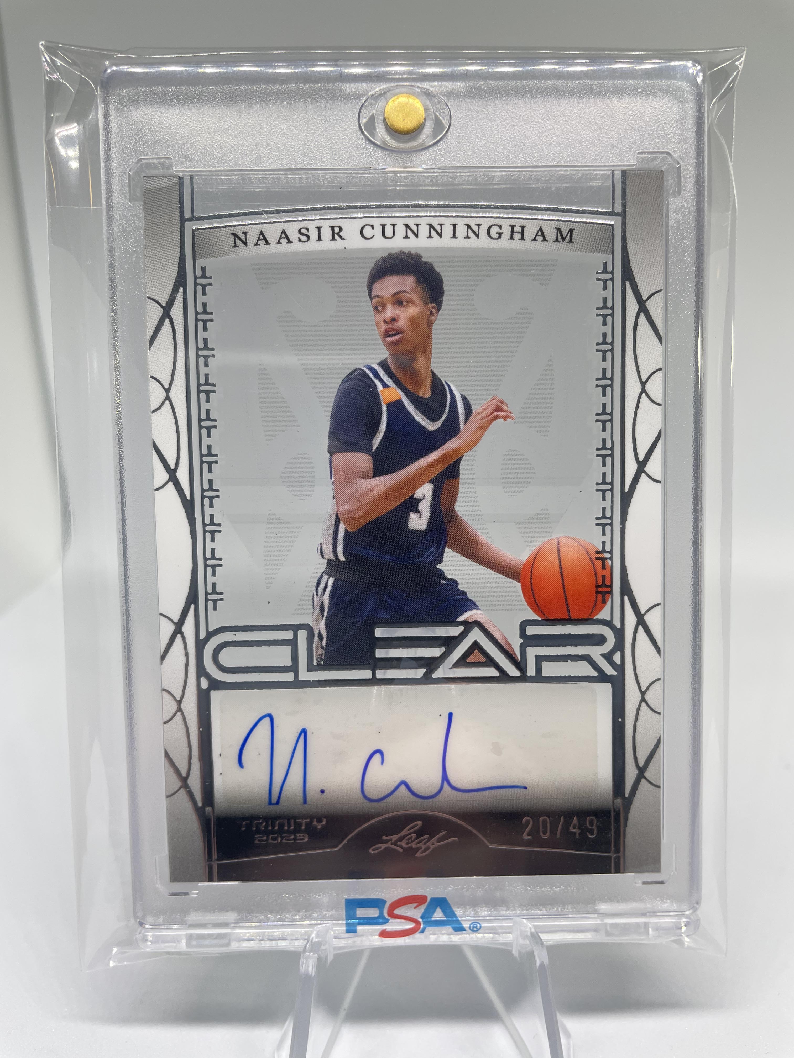 2022-23 Leaf Trinity Clear Naasir Cunningham Silver Rookie Auto /49
