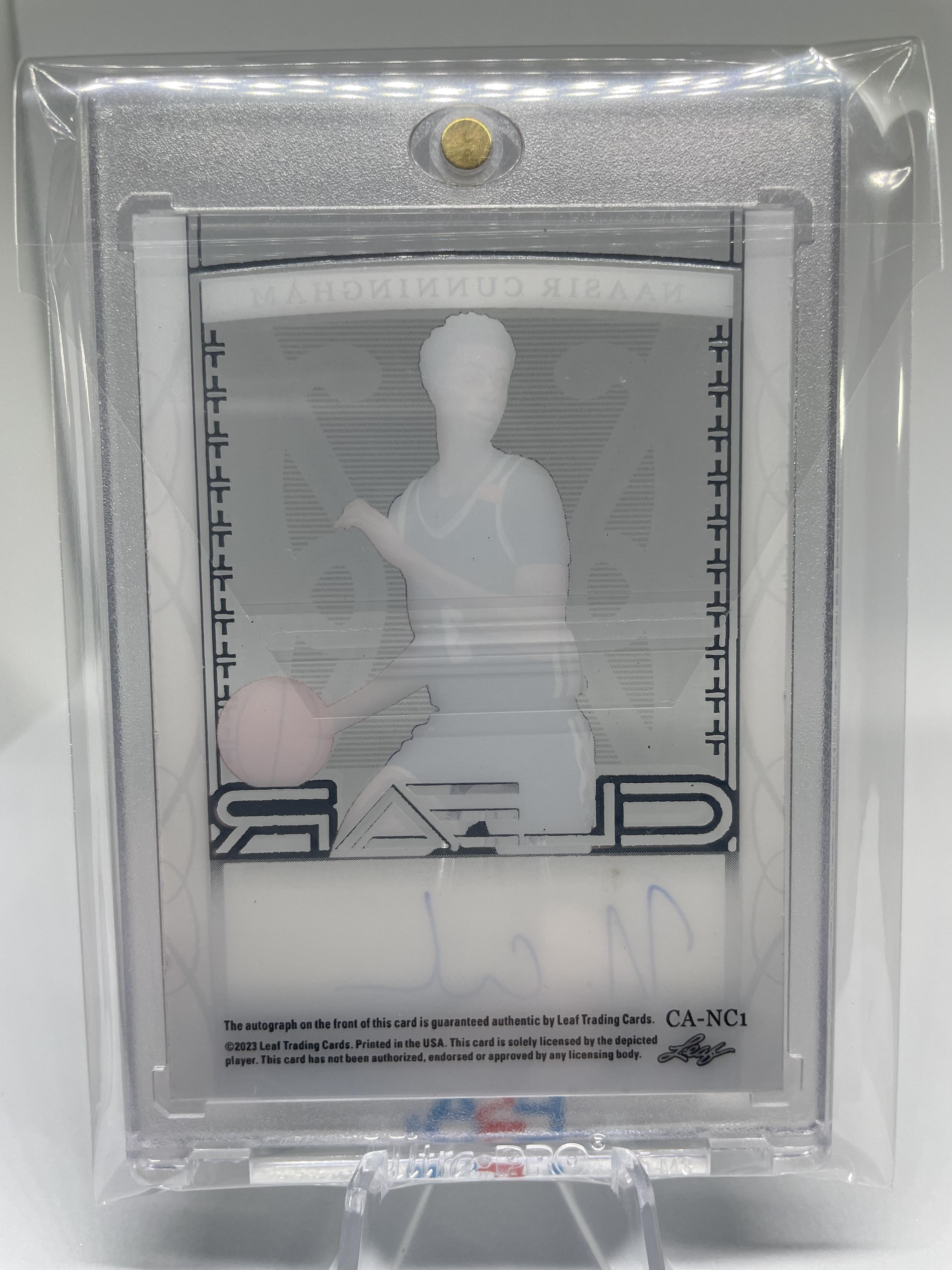 2022-23 Leaf Trinity Clear Naasir Cunningham Silver Rookie Auto /49