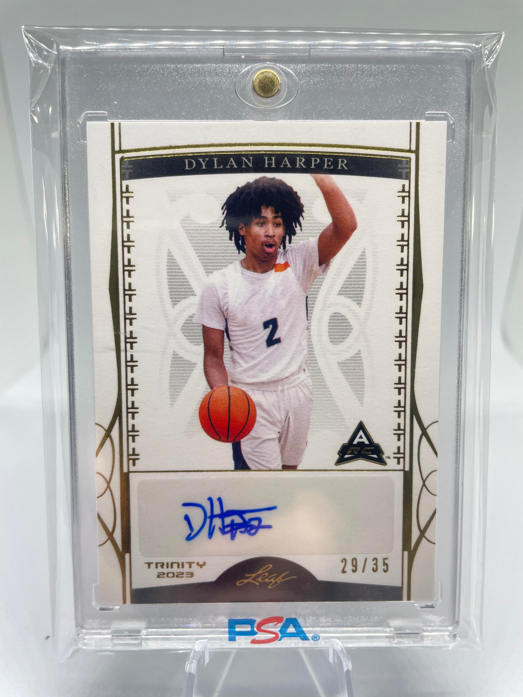 2022-23 Leaf Trinity Dylan Harper Gold Rookie Auto /35