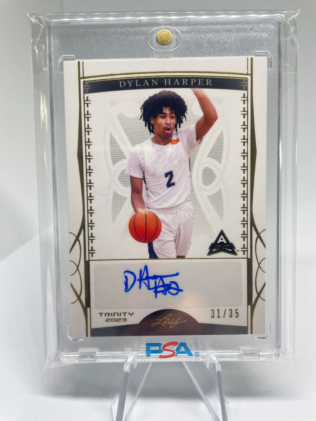 2022-23 Leaf Trinity Dylan Harper Gold Rookie Auto /35