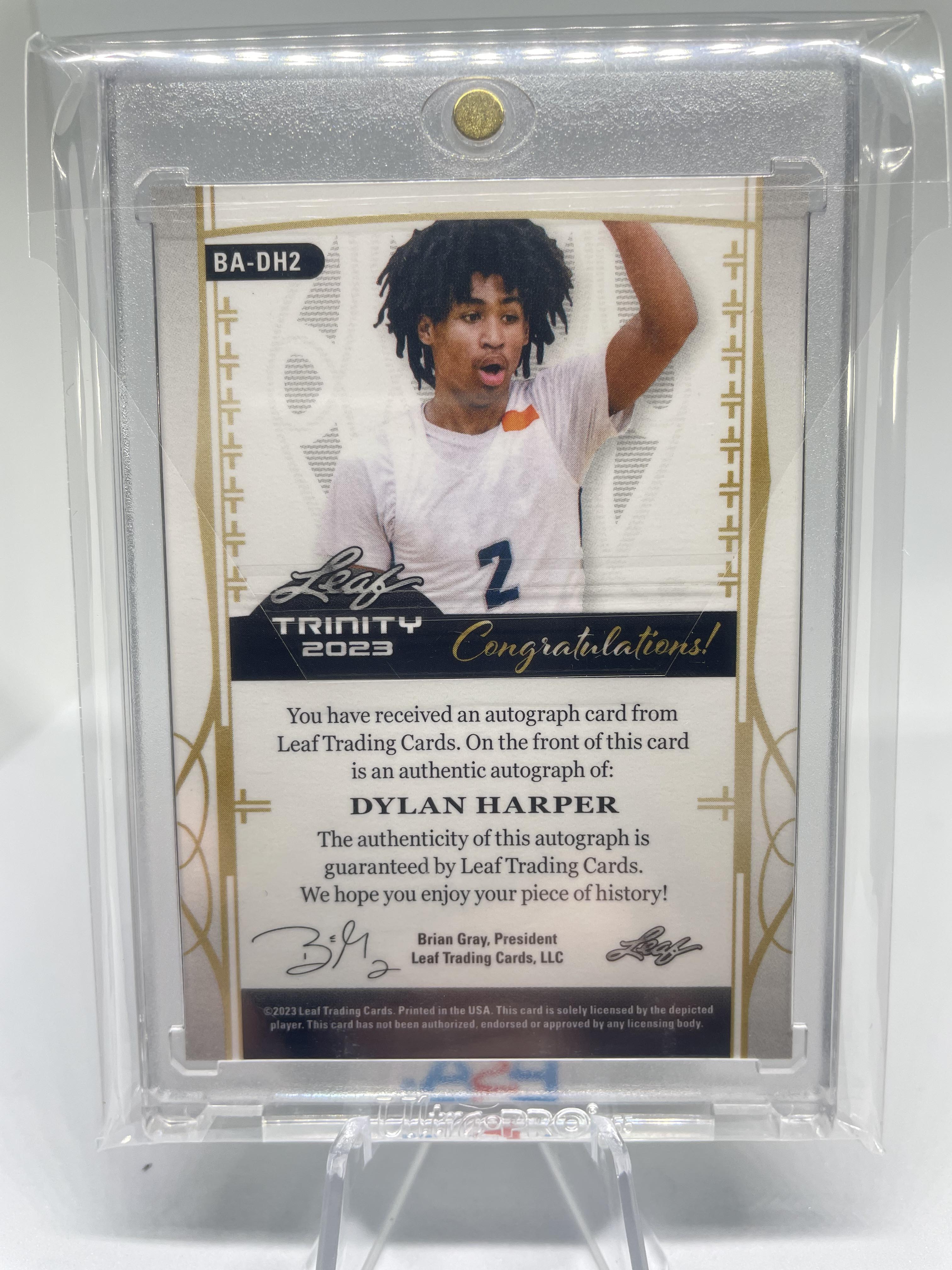 2022-23 Leaf Trinity Dylan Harper Gold Rookie Auto /35