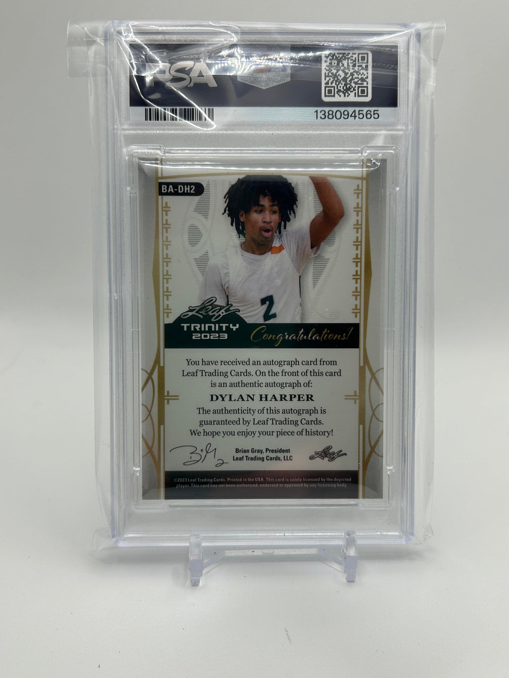 2022-23 Leaf Trinity Dylan Harper Holo Gold Rookie Auto /10 PSA 9 MINT