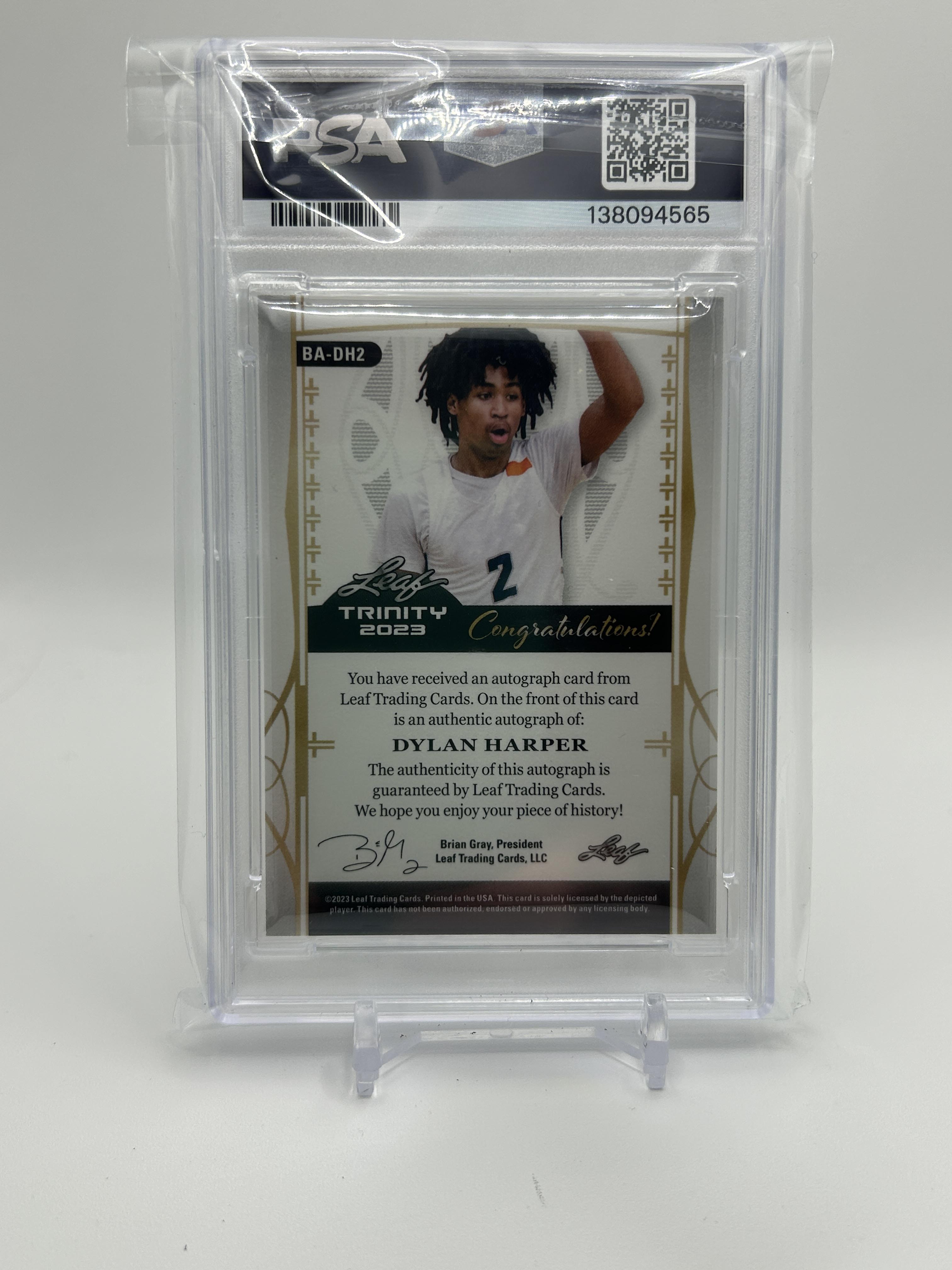 2022-23 Leaf Trinity Dylan Harper Holo Gold Rookie Auto /10 PSA 9 MINT