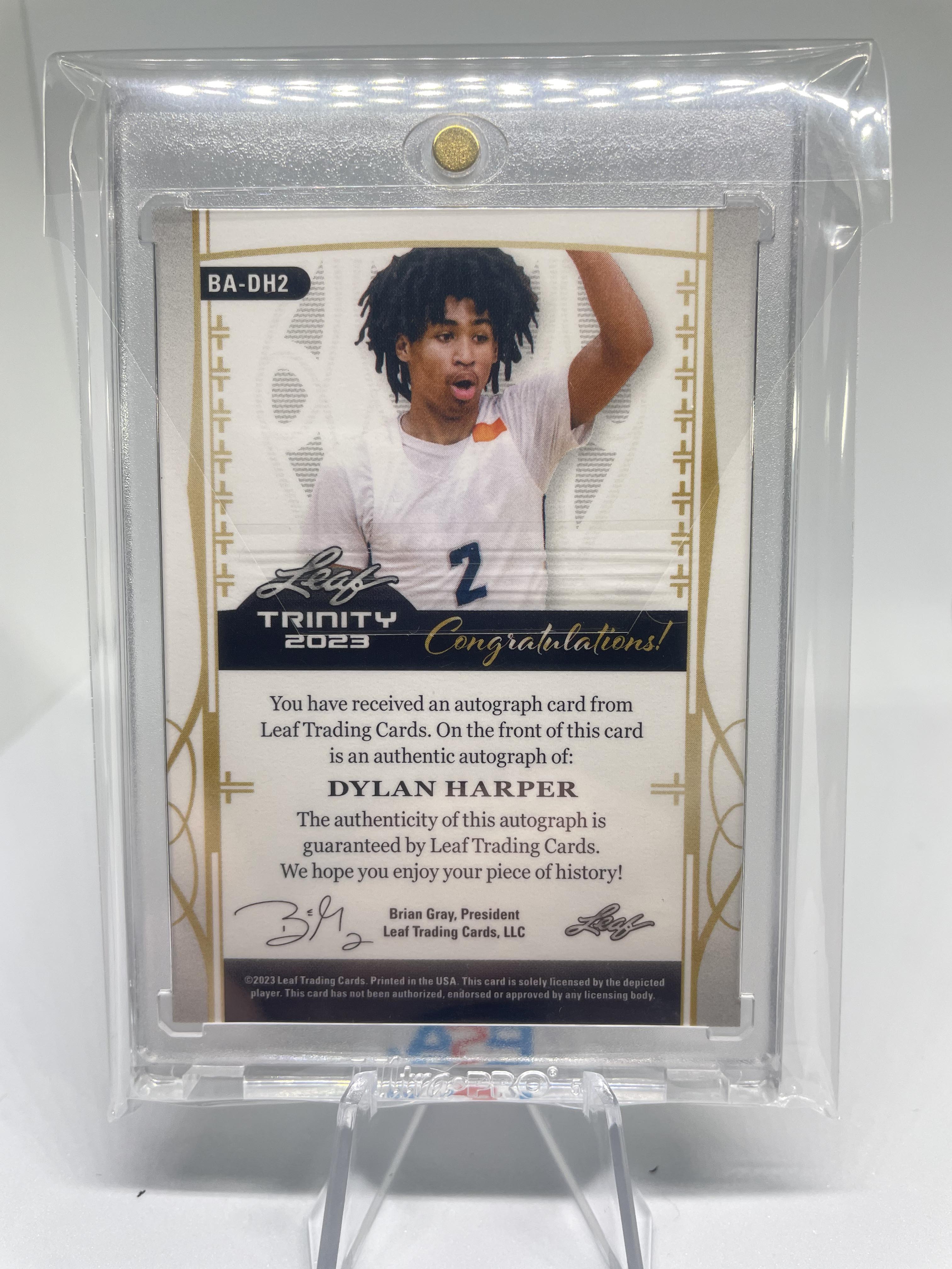 2022-23 Leaf Trinity Dylan Harper Holo Platinum Rookie Auto /25