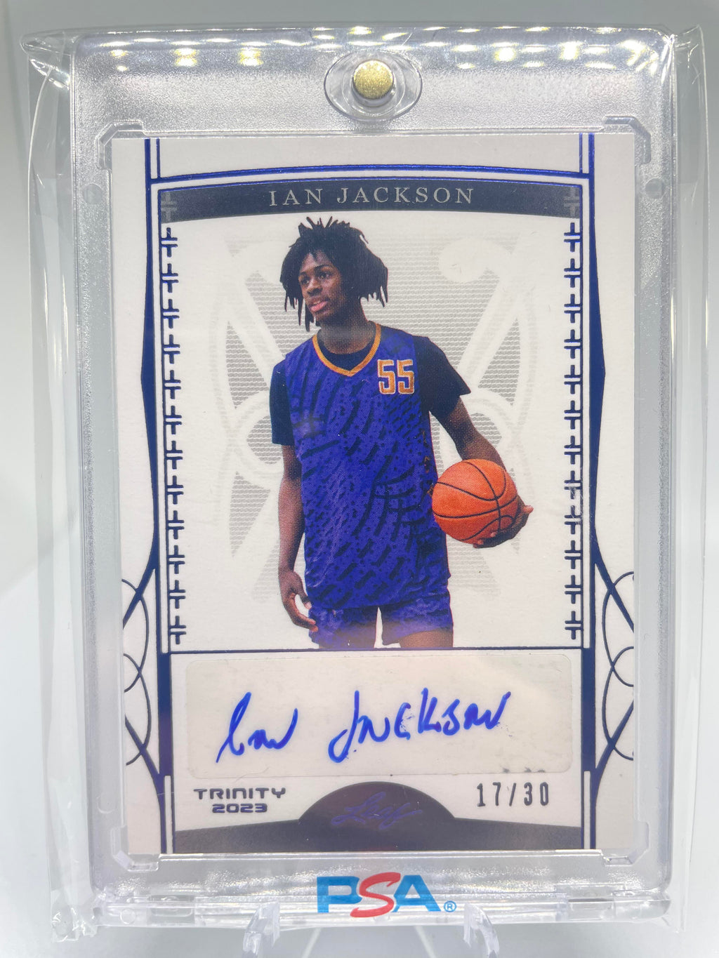 2022-23 Leaf Trinity Ian Jackson Blue Rookie Auto /30