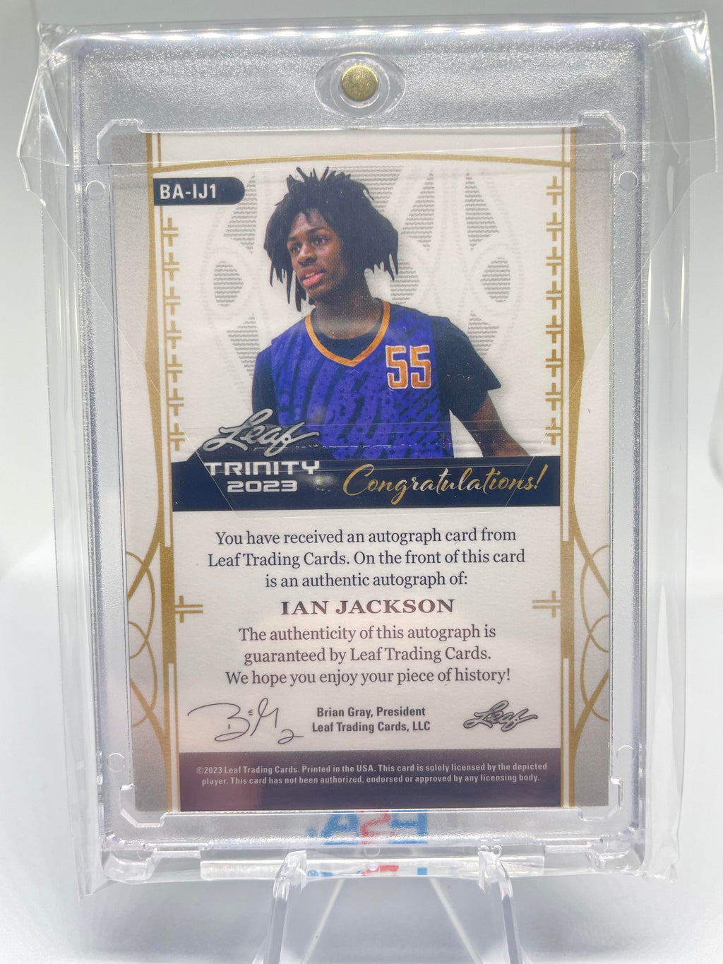 2022-23 Leaf Trinity Ian Jackson Blue Rookie Auto /30