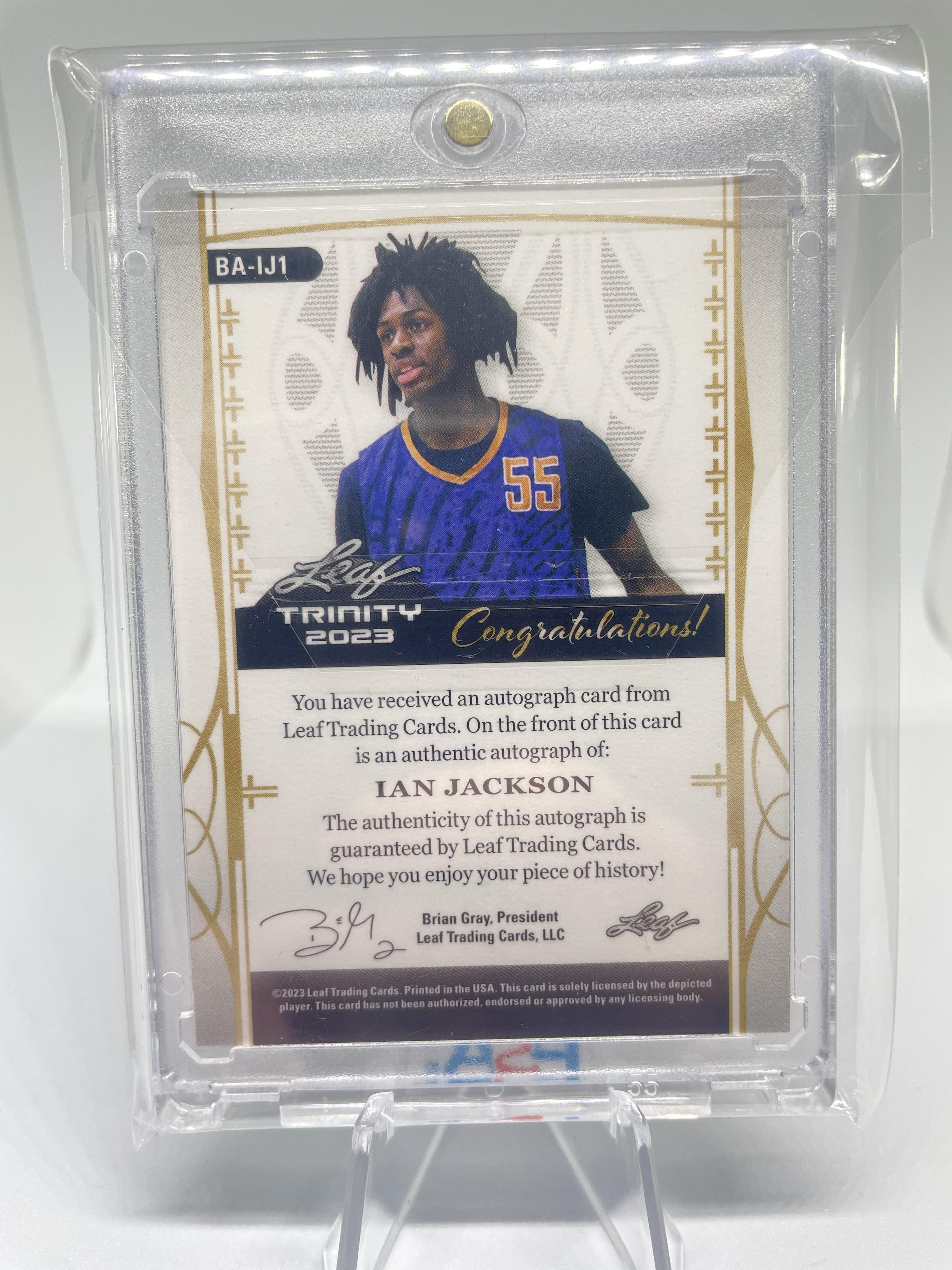 2022-23 Leaf Trinity Ian Jackson Holo Platinum Rookie Auto /25