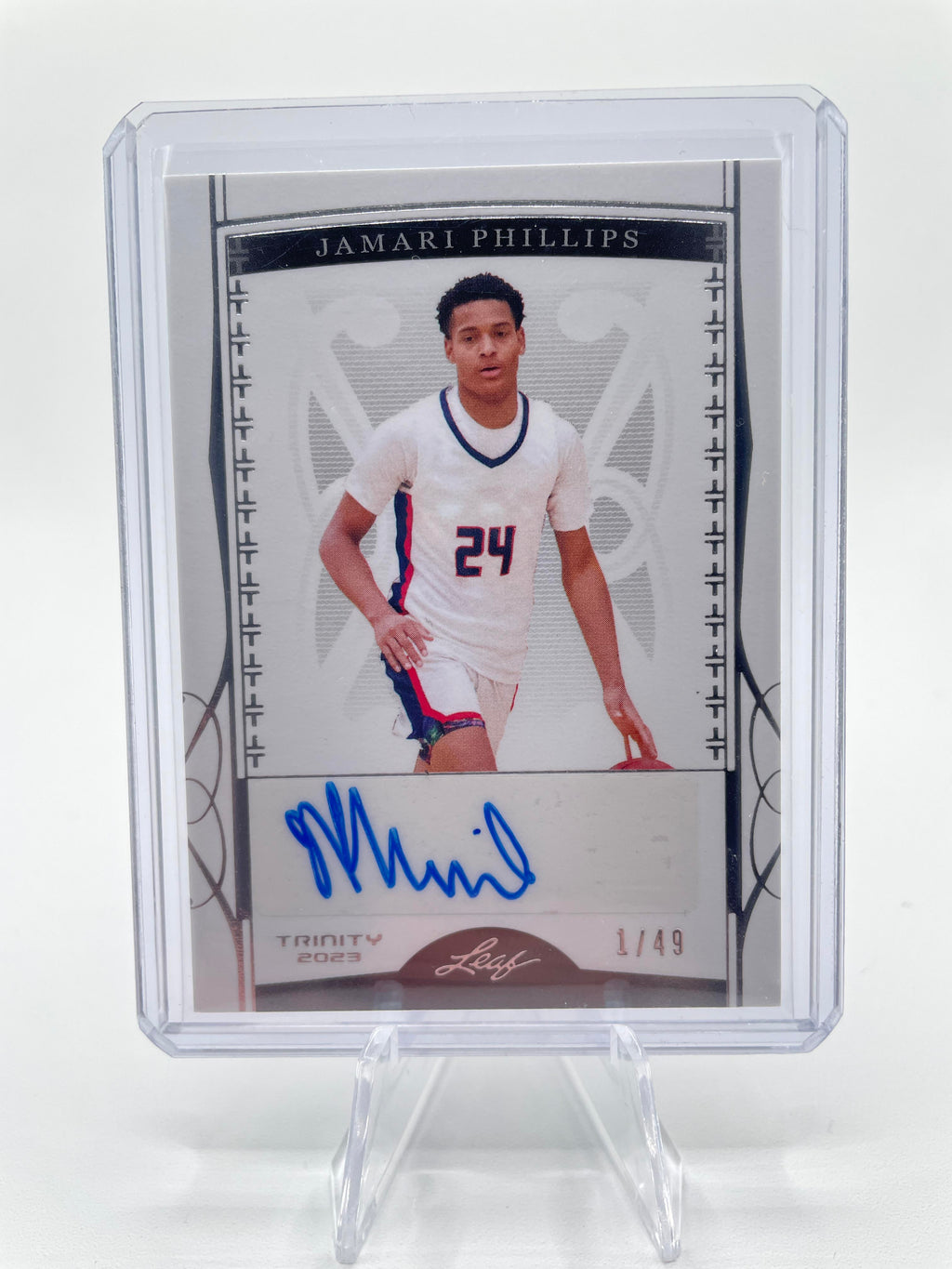 2022-23 Leaf Trinity Jamari Phillips Silver Rookie Auto /49