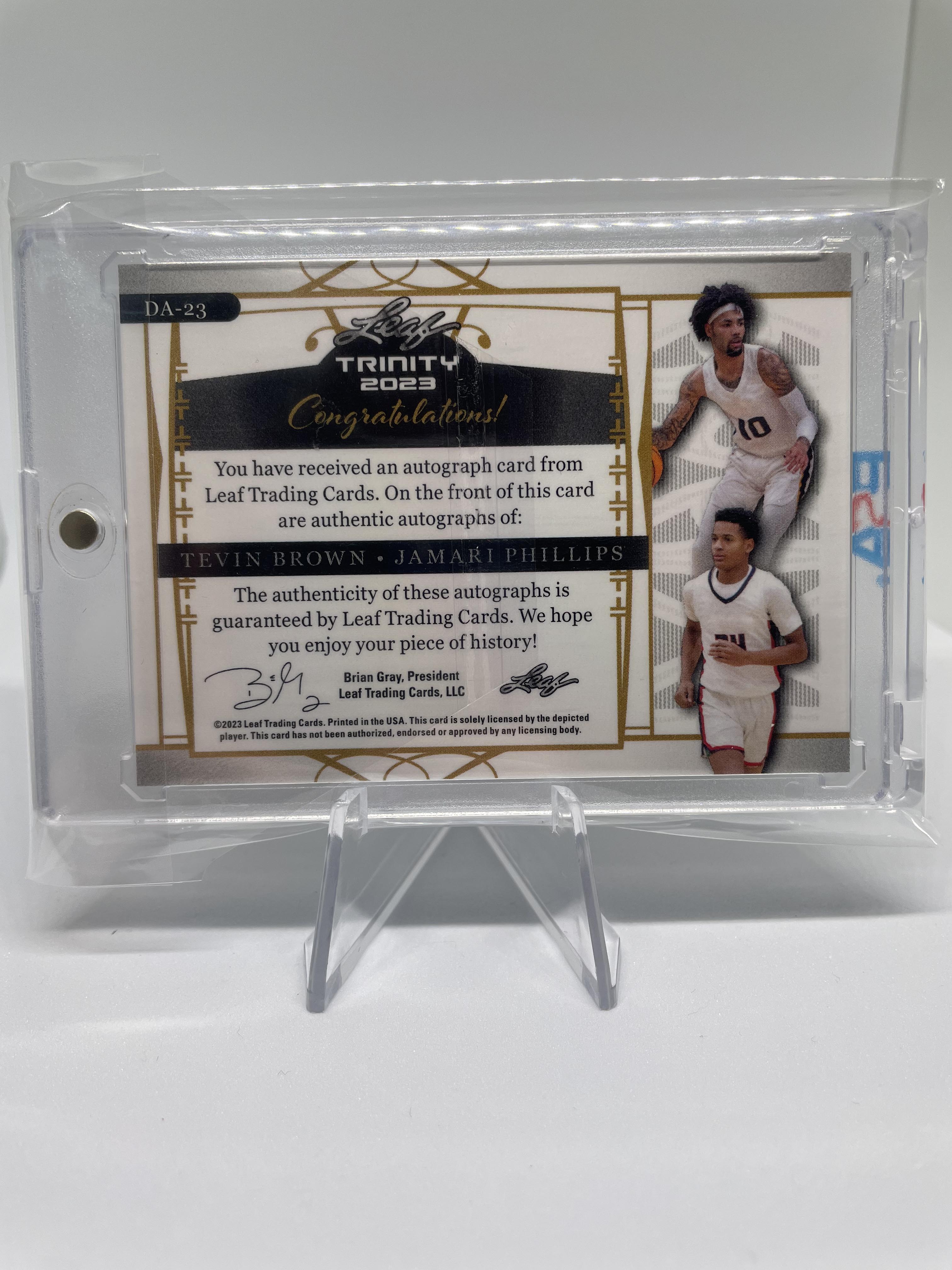 2022-23 Leaf Trinity Jamari Phillips Tevin Brown Blue Dual Rookie Auto /30