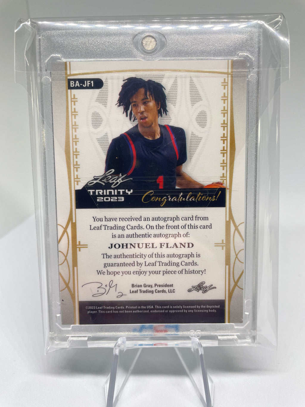 2022-23 Leaf Trinity Johnuel Fland Blue Rookie Auto /30