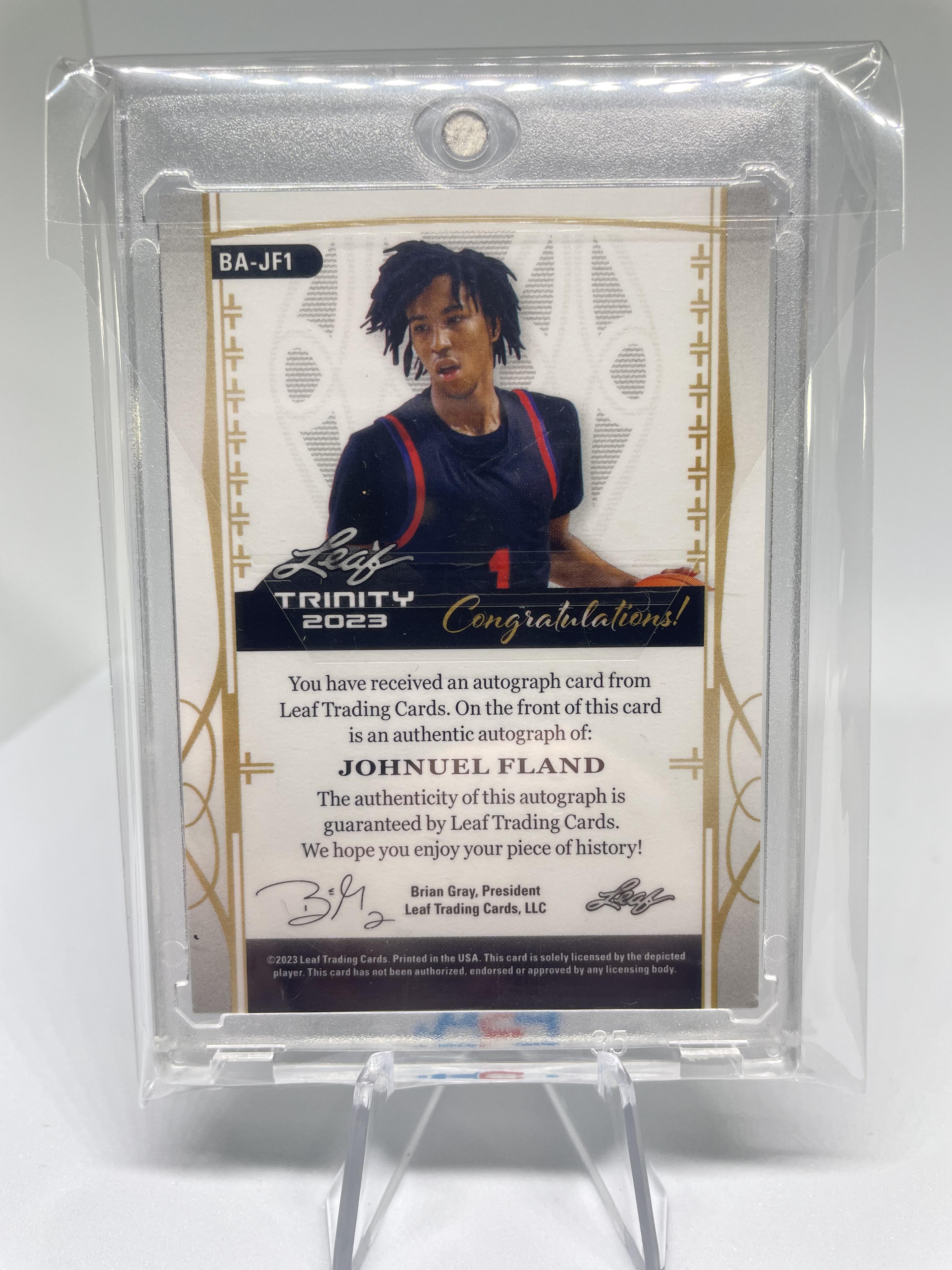 2022-23 Leaf Trinity Johnuel Fland Blue Rookie Auto /30