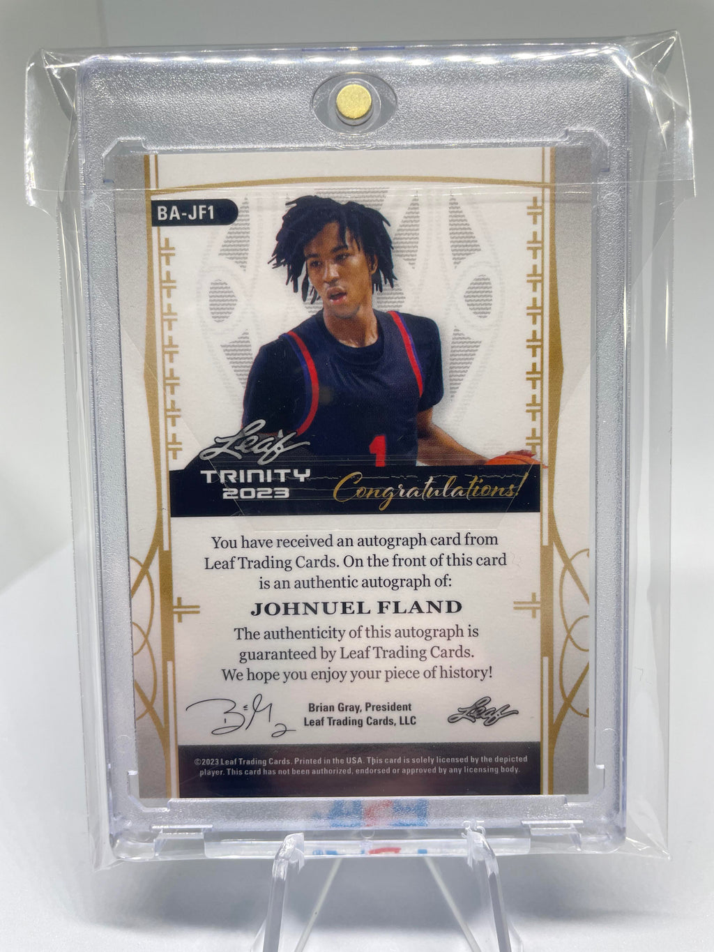 2022-23 Leaf Trinity Johnuel Fland Gold Rookie Auto /35