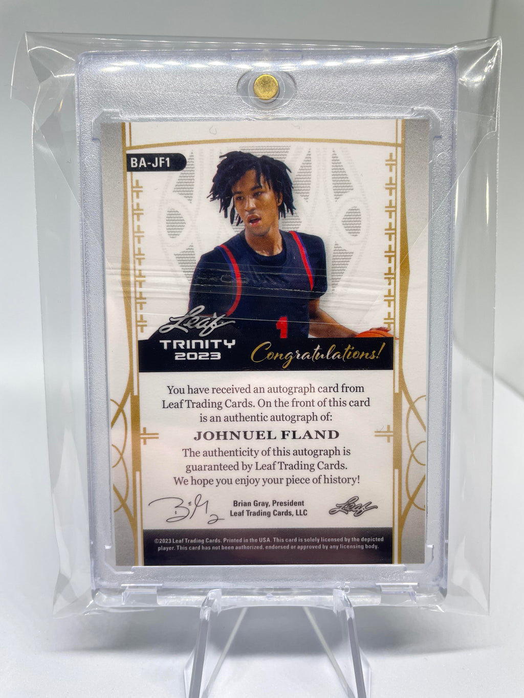 2022-23 Leaf Trinity Johnuel Fland Gold Rookie Auto /35