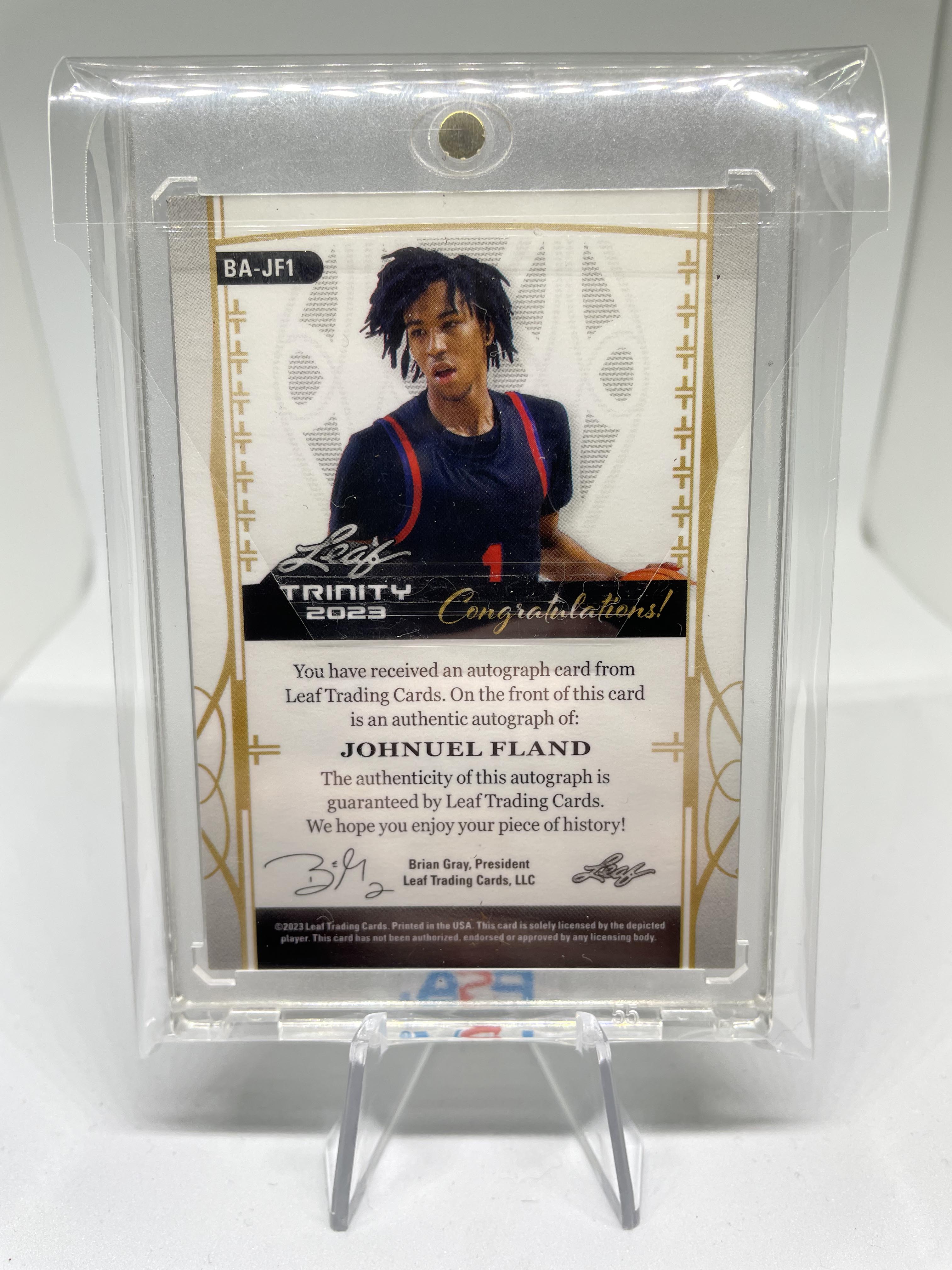 2022-23 Leaf Trinity Johnuel Fland Holo Gold Rookie Auto /10