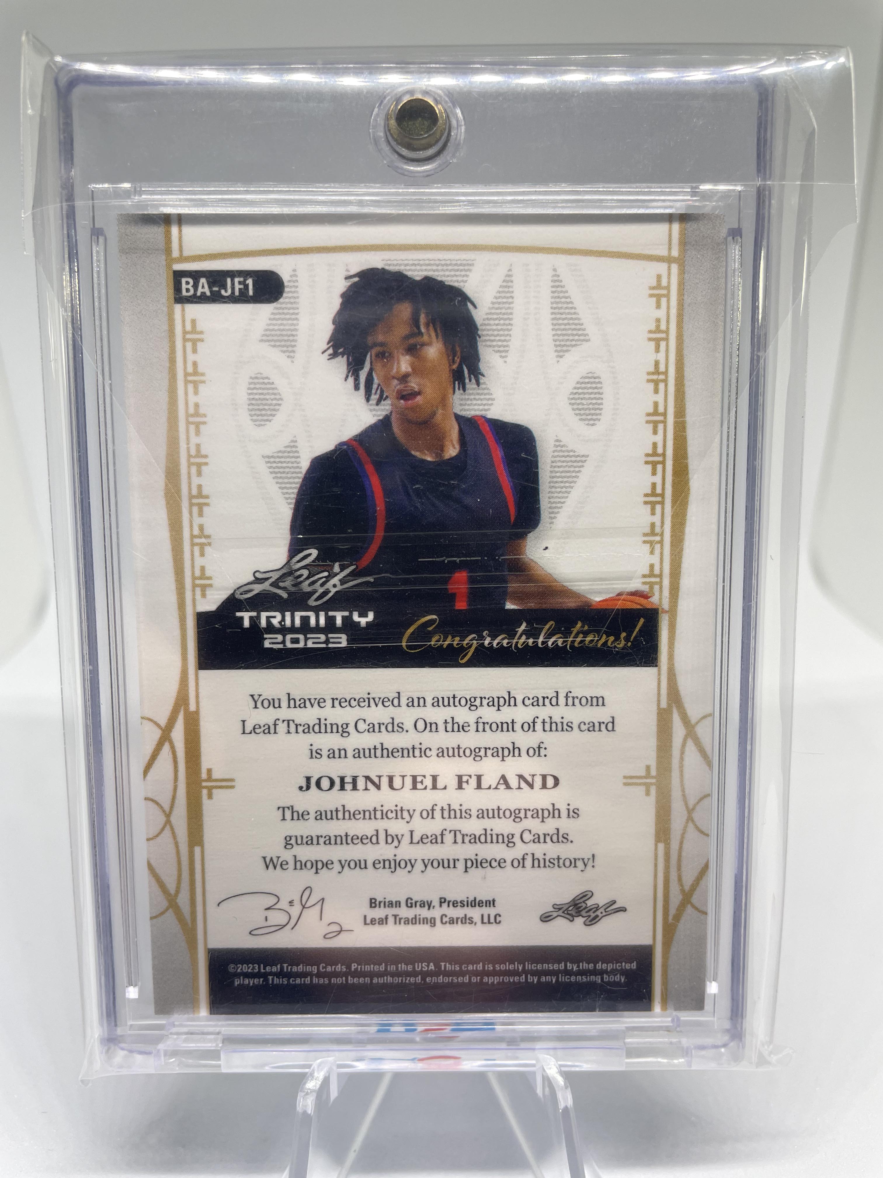 2022-23 Leaf Trinity Johnuel Fland Silver Holo Rookie Auto /15