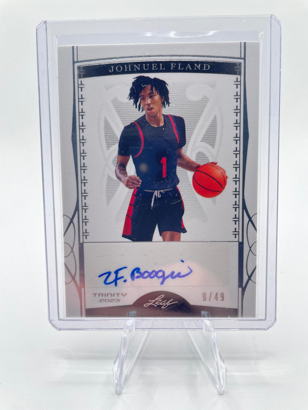 2022-23 Leaf Trinity Johnuel Fland Silver Rookie Auto /49