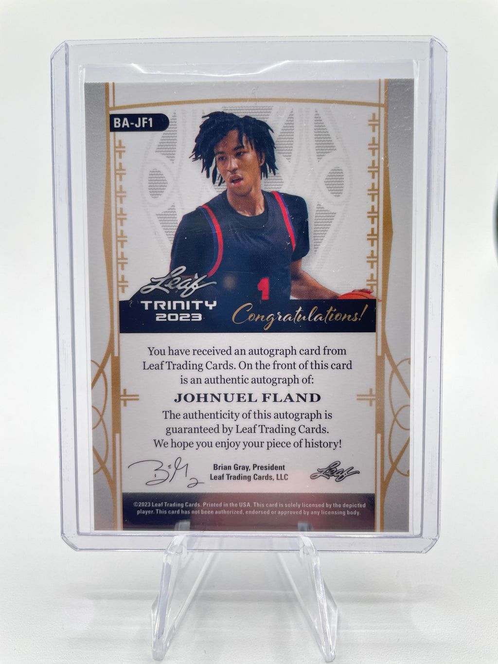 2022-23 Leaf Trinity Johnuel Fland Silver Rookie Auto /49