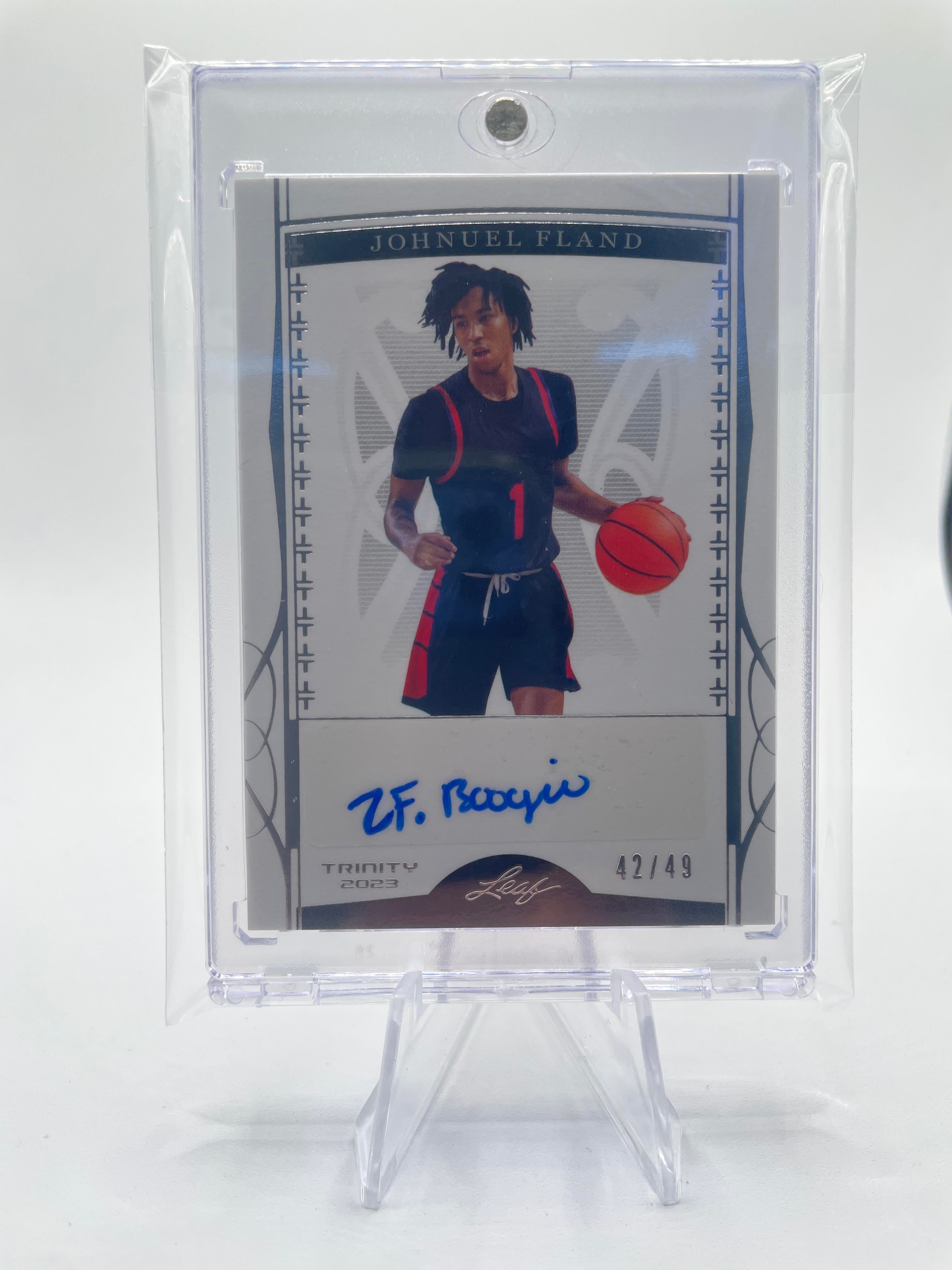 2022-23 Leaf Trinity Johnuel Fland Silver Rookie Auto /49