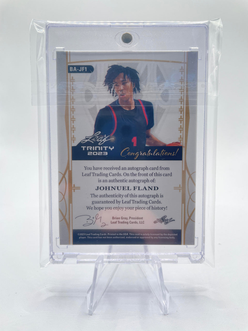 2022-23 Leaf Trinity Johnuel Fland Silver Rookie Auto /49
