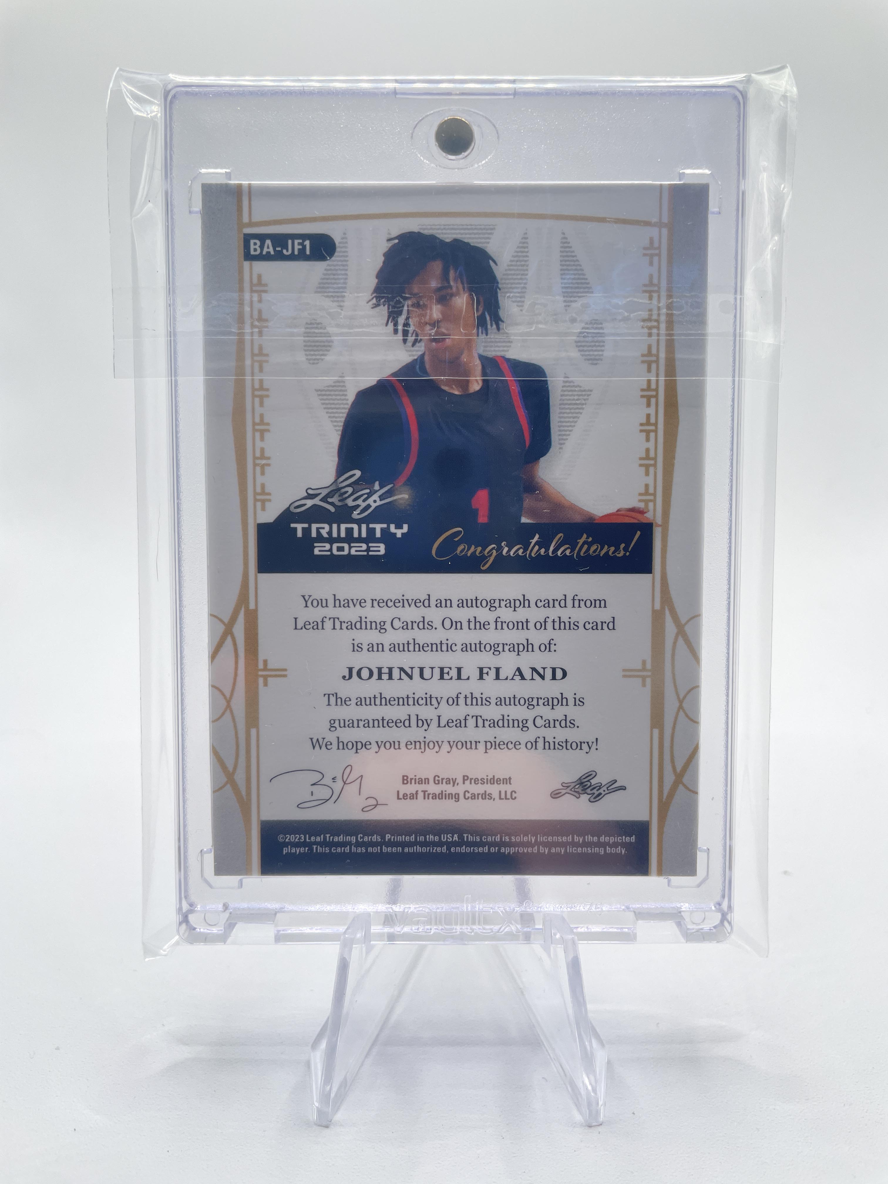 2022-23 Leaf Trinity Johnuel Fland Silver Rookie Auto /49