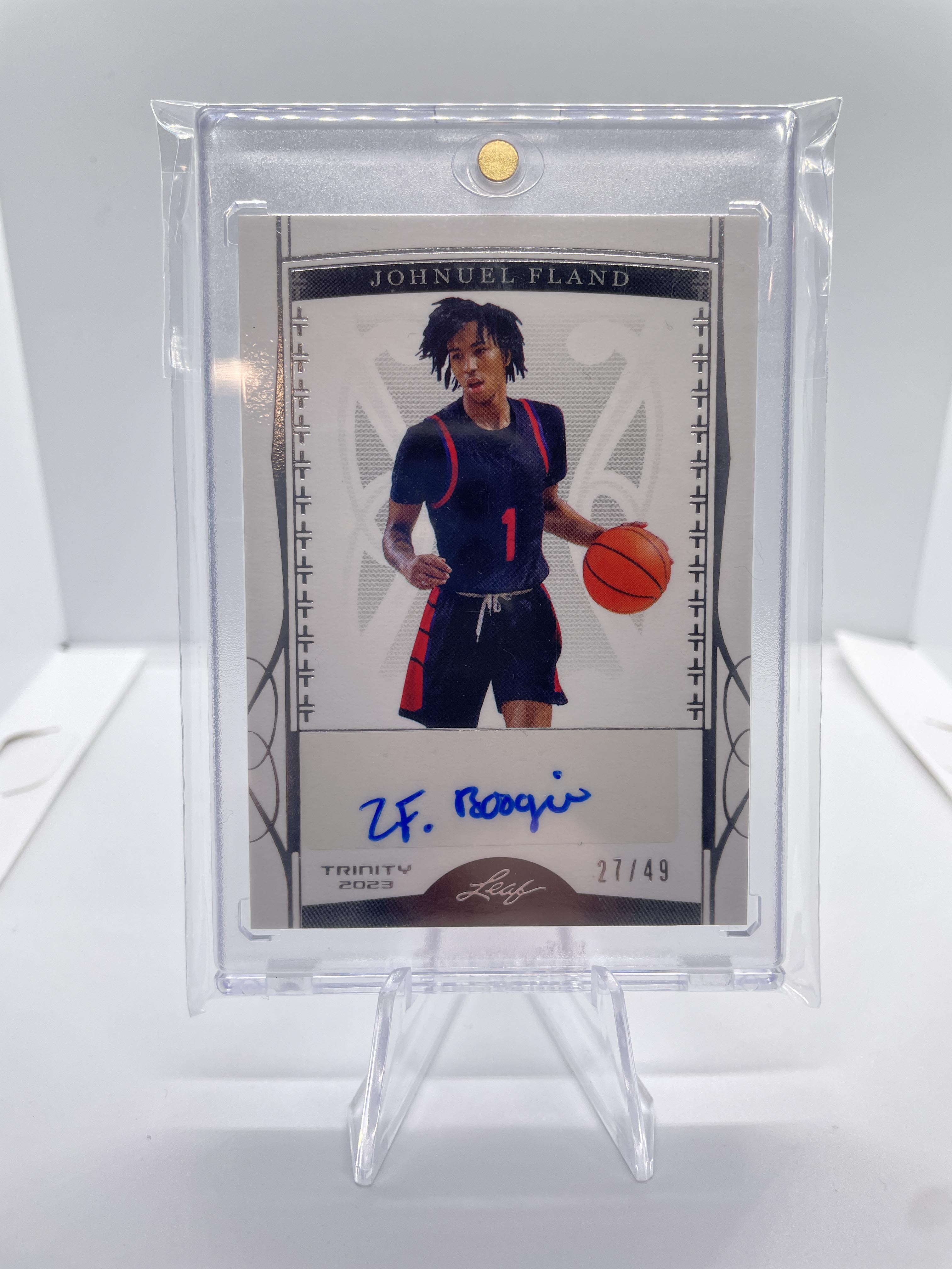 2022-23 Leaf Trinity Johnuel Fland Silver Rookie Auto /49